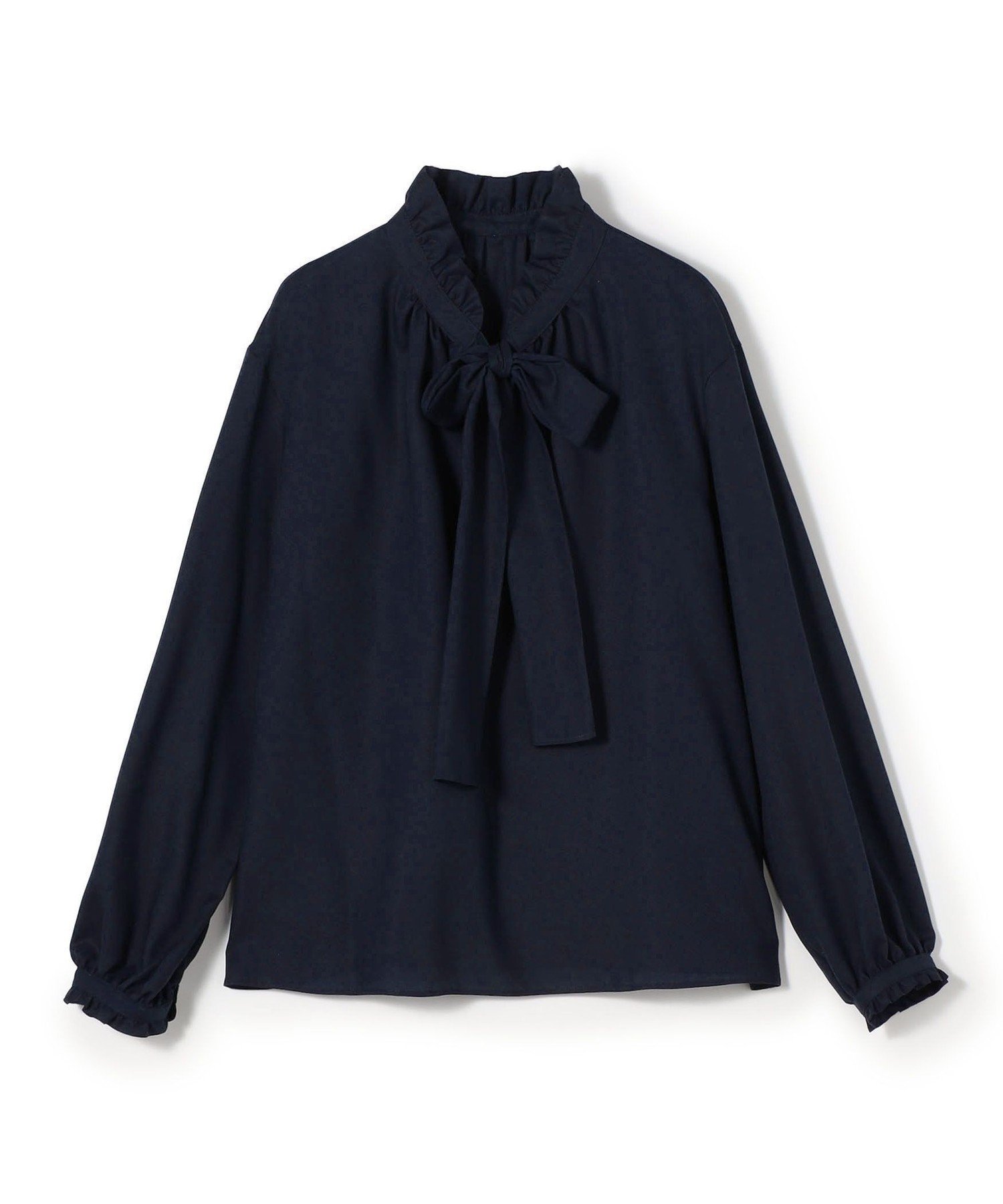 【トゥモローランド/TOMORROWLAND】のグロスアムンゼン フリルカラーリボンブラウス インテリア・キッズ・メンズ・レディースファッション・服の通販 founy(ファニー) 　ファッション　Fashion　レディースファッション　Fashion for Women　トップス・カットソー　Cut & Sew Tops　シャツ・ブラウス・オフィスカジュアル　Elegant Blouses & Button-Ups　おすすめ　Recommended / Our Picks　なめらか　Smooth, Silky Texture　インナー　Innerwear　キュプラ　Cupro, Eco Fabric　ジャケット　Jacket, Outerwear　セレモニー　Ceremony　ビジネス 仕事 通勤　Business / Work / Commuting　フリル　Frill, Ruffle　リボン　Ribbon, Bow　エレガント 上品　Elegant　入学式　Entrance Ceremony　69 ネイビー|ID: prp329100004831042 ipo3291000000035171468