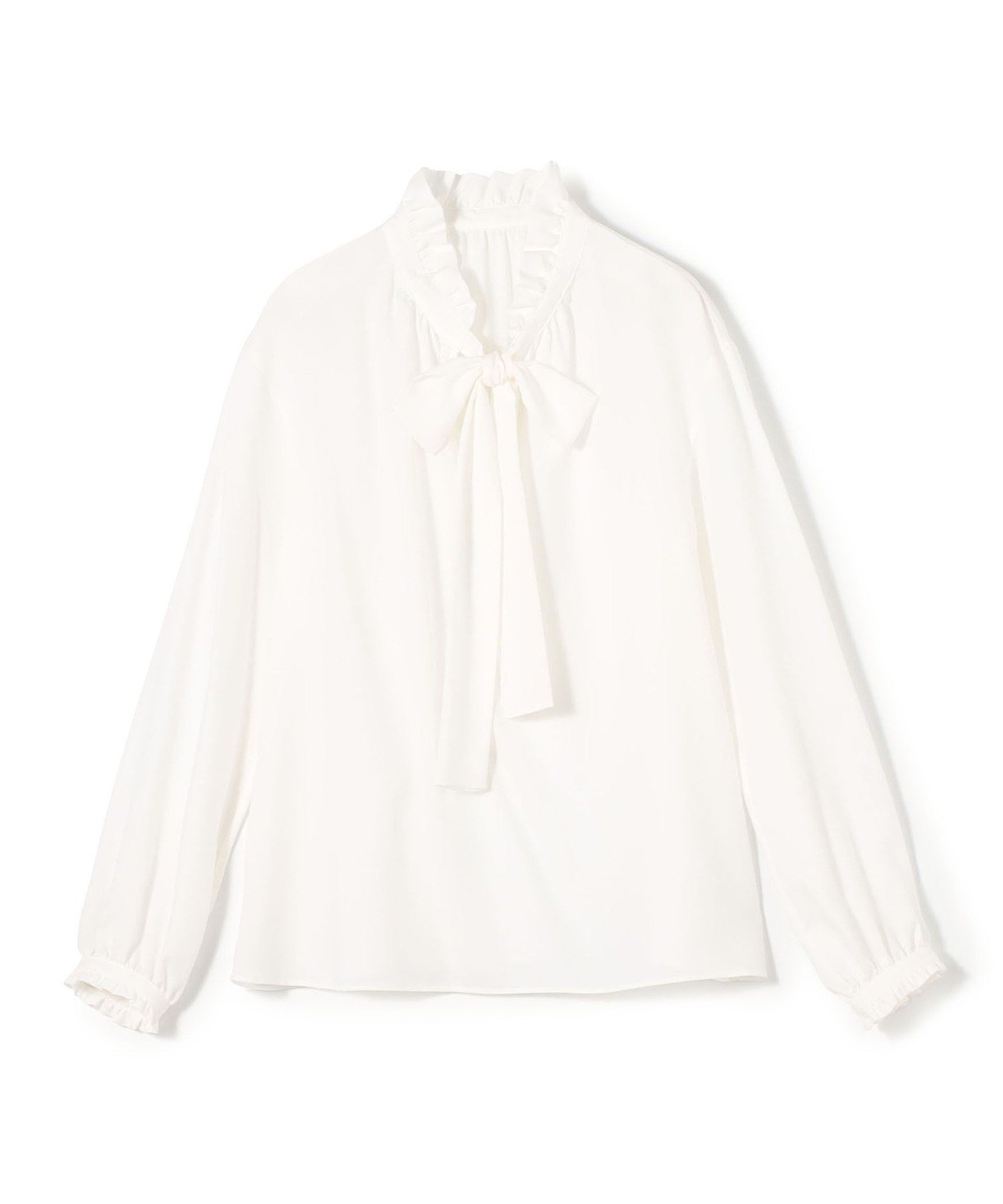 【トゥモローランド/TOMORROWLAND】のグロスアムンゼン フリルカラーリボンブラウス インテリア・キッズ・メンズ・レディースファッション・服の通販 founy(ファニー) 　ファッション　Fashion　レディースファッション　Fashion for Women　トップス・カットソー　Cut & Sew Tops　シャツ・ブラウス・オフィスカジュアル　Elegant Blouses & Button-Ups　おすすめ　Recommended / Our Picks　なめらか　Smooth, Silky Texture　インナー　Innerwear　キュプラ　Cupro, Eco Fabric　ジャケット　Jacket, Outerwear　セレモニー　Ceremony　ビジネス 仕事 通勤　Business / Work / Commuting　フリル　Frill, Ruffle　リボン　Ribbon, Bow　エレガント 上品　Elegant　入学式　Entrance Ceremony　11 ホワイト|ID: prp329100004831042 ipo3291000000035171469