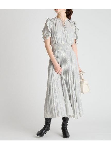 【セルフォード/CELFORD】のブラードフラワープリントワンピース インテリア・キッズ・メンズ・レディースファッション・服の通販 founy(ファニー) 　ファッション　Fashion　レディースファッション　Fashion for Women　ワンピース　Dresses　インナー　Innerwear　シャーリング　Shirring, Ruched　スマート　Smart, Elegant　フラワー　Flower, Floral　フリル　Frill, Ruffle　プリント　Print, Printed Pattern　プリーツ　Pleats, Pleated　モチーフ　Motif, Design Theme　リボン　Ribbon, Bow　MNT[021]|ID: prp329100004831050 ipo3291000000035171637