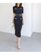 【スナイデル/SNIDEL】のメタルボタンニットセットアップ 人気、トレンドファッション・服の通販 founy(ファニー) ファッション Fashion レディースファッション Fashion for Women トップス・カットソー Cut & Sew Tops ニット Knit Tops & Sweaters エレガント 上品 Elegant クラシカル Classical, Vintage-Inspired シンプル Simple, Minimal ストレート Straight, Straight Cut スマート Smart, Elegant パイピング Piping, Trim Design フィット Fit, Slim Fit ポケット Pocket, Pocket Detail 半袖 Short Sleeve, Half Sleeve ローズ Rose, Rose Motif おすすめ Recommended / Our Picks thumbnail NVY[089]|ID: prp329100004831052 ipo3291000000035171711