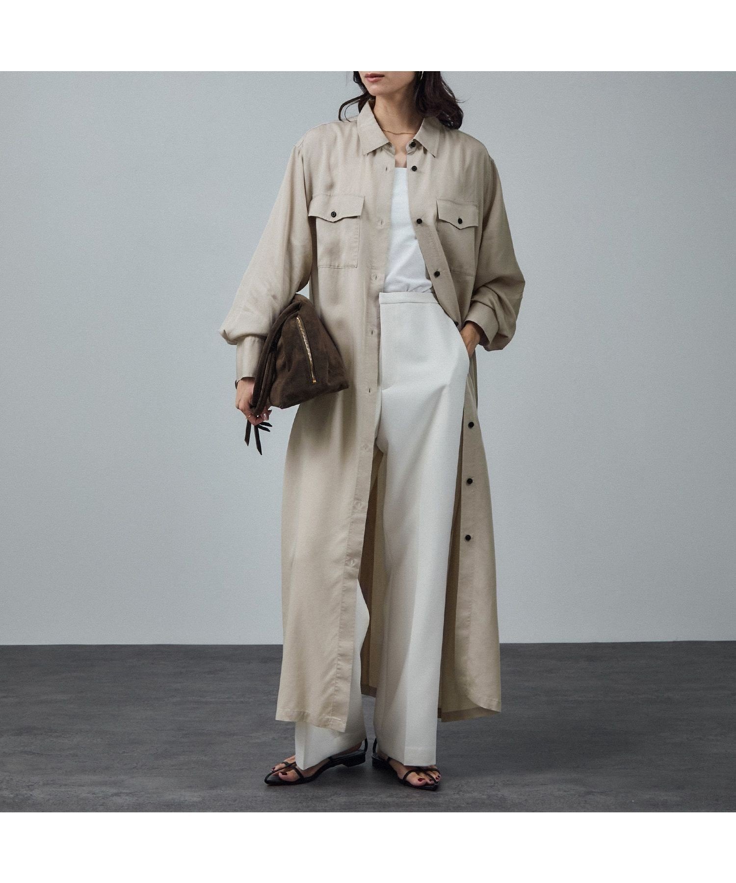 【サロン アダム エ ロペ/SALON adam et rope'】のセルロースウォッシャブルシャツワンピース インテリア・キッズ・メンズ・レディースファッション・服の通販 founy(ファニー) 　ファッション　Fashion　レディースファッション　Fashion for Women　ワンピース　Dresses　シャツワンピース / 1枚で着映えコーデ　Shirt Dresses　シンプル　Simple, Minimal　スニーカー　Sneakers, Trainers　スラックス　Slacks, Dress Pants　スリット　Slit, Slit Detail　デニム　Denim, Jeans Material　ポケット　Pocket, Pocket Detail　羽織　Haori, Light Jacket　ロング　Long, Long-Length　おすすめ　Recommended / Our Picks　エレガント 上品　Elegant　ベージュ系(28)|ID: prp329100004831056 ipo3291000000035171810