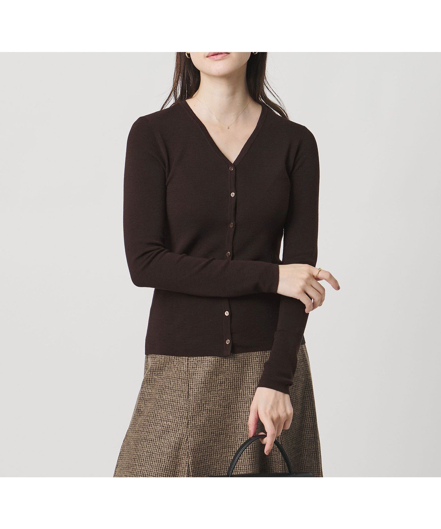 【ユナイテッドアローズ/UNITED ARROWS】の18G ウール フィット リブ カーディガン インテリア・キッズ・メンズ・レディースファッション・服の通販 founy(ファニー) 　ファッション　Fashion　レディースファッション　Fashion for Women　トップス・カットソー　Cut & Sew Tops　カーディガン・羽織り　Layered Style Cardigans　カーディガン　Cardigan, Knitwear　シンプル　Simple, Minimal　フィット　Fit, Slim Fit　ロング　Long, Long-Length　DK.BROWN|ID: prp329100004831084 ipo3291000000035172429