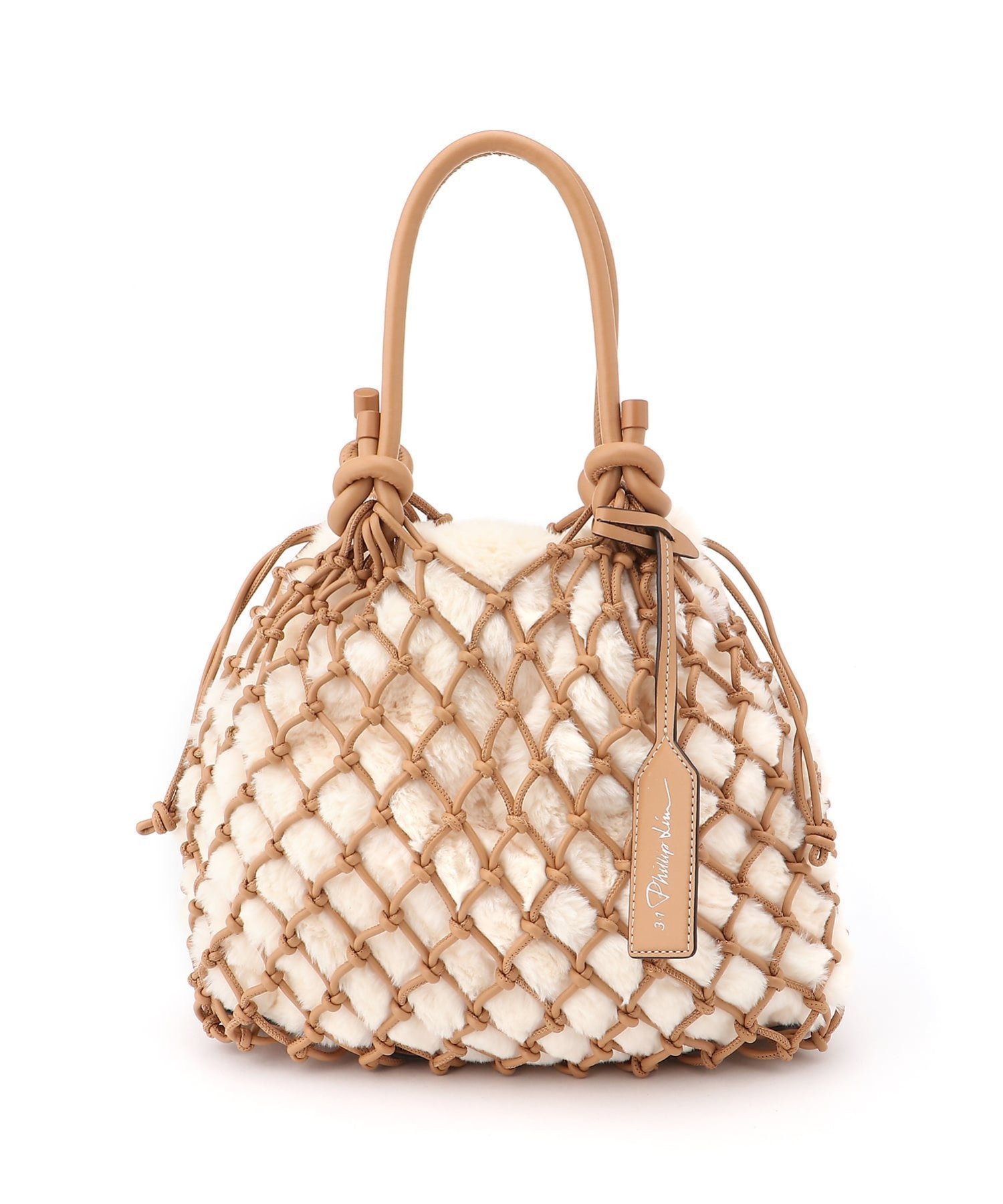 【スリーワン フィリップリム/3.1 Phillip Lim】のフェイクファー マクラメ ミニサック インテリア・キッズ・メンズ・レディースファッション・服の通販 founy(ファニー) 　ファッション　Fashion　レディースファッション　Fashion for Women　テクスチャー　Texture, Textured Fabric　ハンド　Hand, Handmade　フェイクファー　Faux Fur, Imitation Fur　ポーチ　Pouch, Small Case　巾着　Drawstring Bag, Kinchaku　IVORY-CAMEL|ID: prp329100004831088 ipo3291000000035172498