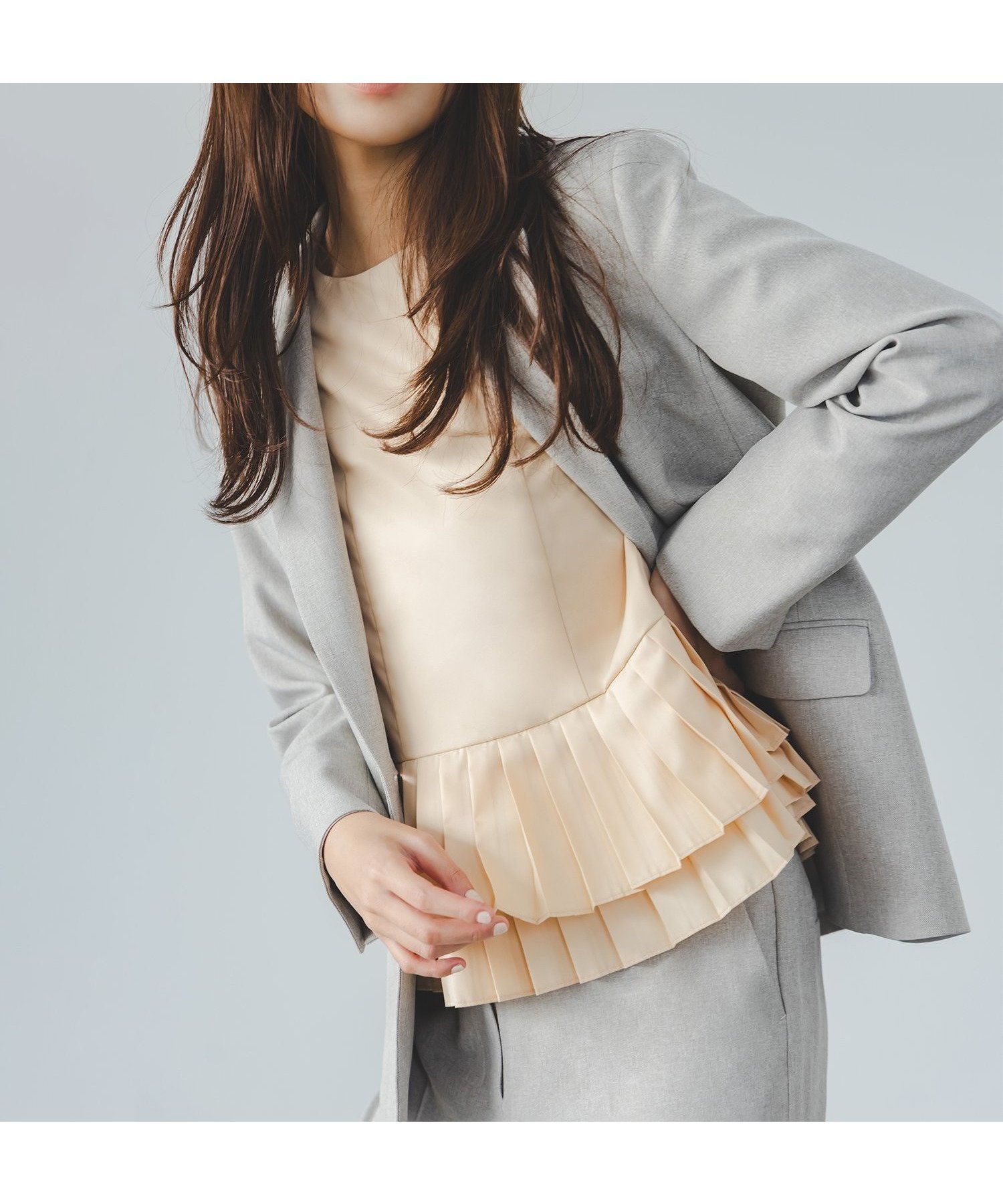 【ナチュラル ビューティー ベーシック/NATURAL BEAUTY BASIC】のプリーツヘムブラウス インテリア・キッズ・メンズ・レディースファッション・服の通販 founy(ファニー) 　ファッション　Fashion　レディースファッション　Fashion for Women　トップス・カットソー　Cut & Sew Tops　シャツ・ブラウス・オフィスカジュアル　Elegant Blouses & Button-Ups　おすすめ　Recommended / Our Picks　カーディガン　Cardigan, Knitwear　クロップド　Cropped, Short Length　デニム　Denim, Jeans Material　ペールアプリコット|ID: prp329100004831095 ipo3291000000035172563