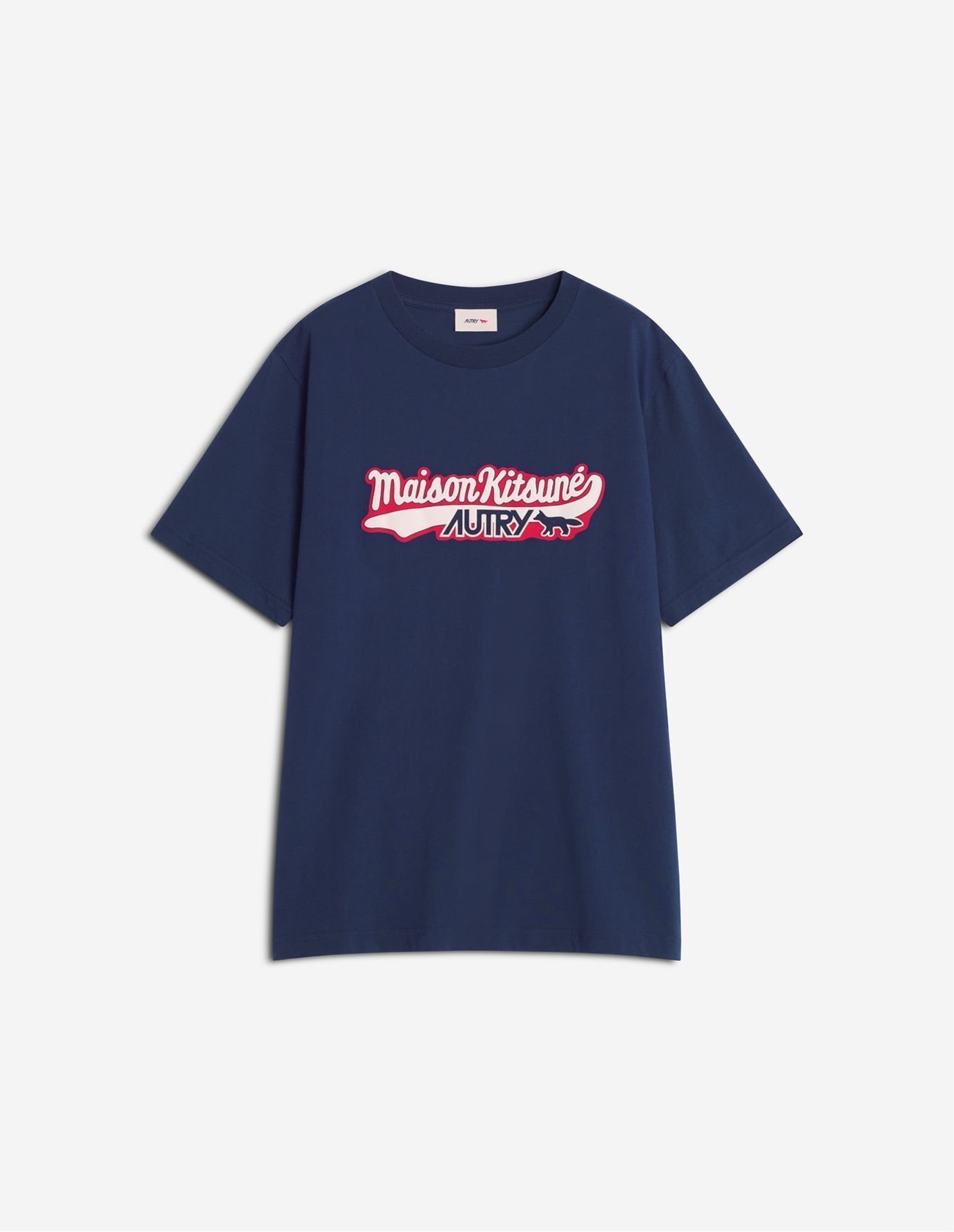 【メゾン キツネ/MAISON KITSUNE】のMK x AUTRY VARSITY TEE-SHIRT インテリア・キッズ・メンズ・レディースファッション・服の通販 founy(ファニー) 　ファッション　Fashion　レディースファッション　Fashion for Women　トップス・カットソー　Cut & Sew Tops　シャツ・ブラウス・オフィスカジュアル　Elegant Blouses & Button-Ups　イタリア　Italy　シンプル　Simple, Minimal　スニーカー　Sneakers, Trainers　プリント　Print, Printed Pattern　レギュラー　Regular, Standard Fit　半袖　Short Sleeve, Half Sleeve　FRENCH NAVY|ID: prp329100004831100 ipo3291000000035172625