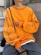 【チャオパニックティピー/CIAOPANIC TYPY】の【HELLO.SANFRANCISCO】配色ステッチオーバースウェット 人気、トレンドファッション・服の通販 founy(ファニー) ファッション Fashion レディースファッション Fashion for Women トップス・カットソー Cut & Sew Tops レディースパーカー・カジュアルフーディー Casual Hoodies & Sweatshirts スウェット・クルーネックトップス Sweatshirts & Crewnecks / Relaxed Fit Sweat Tops スウェット / スエット Sweatshirt, Sweatwear デニム Denim, Jeans Material トレンド Trend, Trending Now 定番 Standard, Basic Item リラックス Relax, Relaxed Fit ロング Long, Long-Length 再入荷 Restock / Back in Stock おすすめ Recommended / Our Picks thumbnail オレンジ|ID: prp329100004831117 ipo3291000000035172992