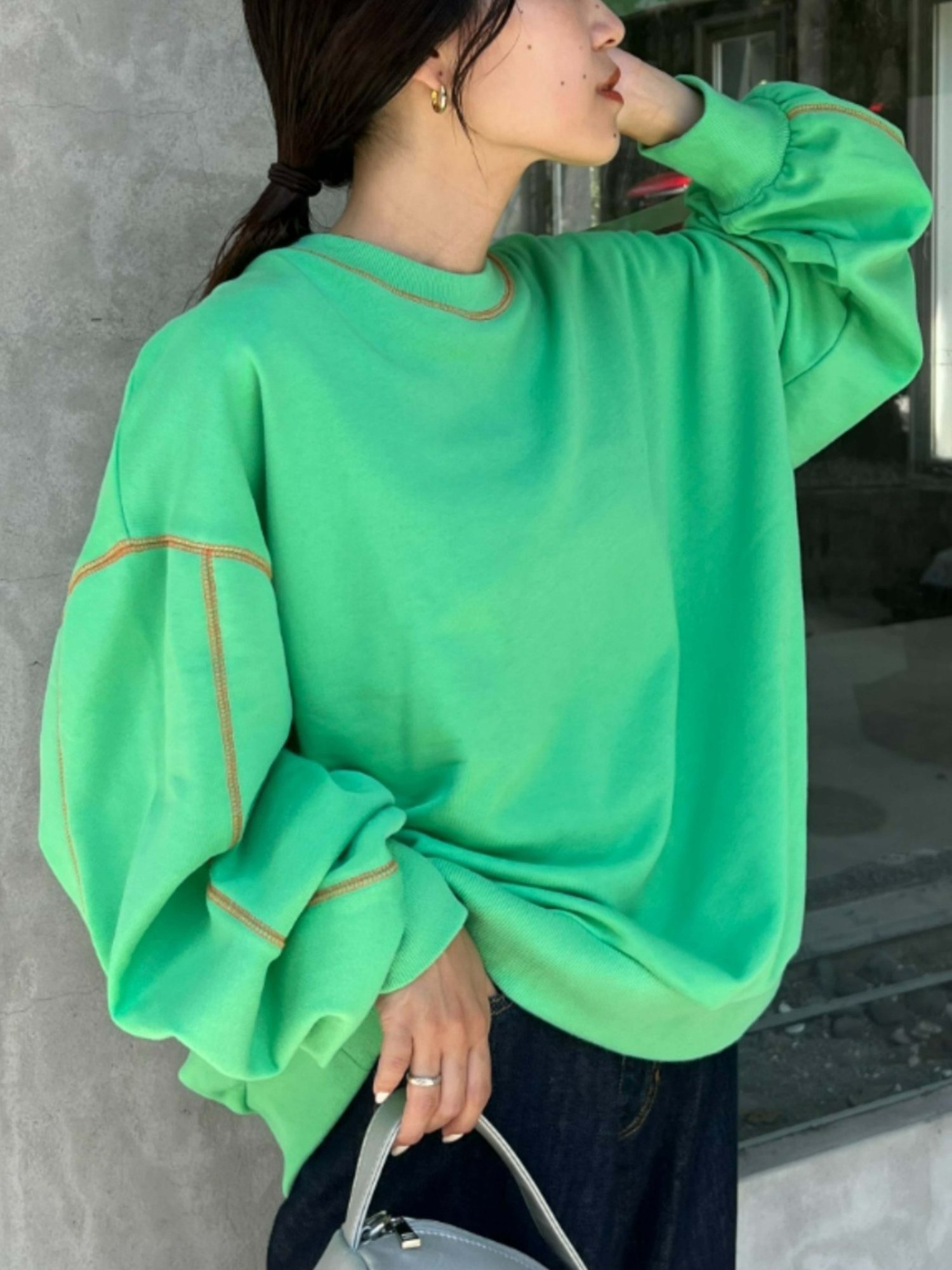 【チャオパニックティピー/CIAOPANIC TYPY】の【HELLO.SANFRANCISCO】配色ステッチオーバースウェット インテリア・キッズ・メンズ・レディースファッション・服の通販 founy(ファニー) 　ファッション　Fashion　レディースファッション　Fashion for Women　トップス・カットソー　Cut & Sew Tops　レディースパーカー・カジュアルフーディー　Casual Hoodies & Sweatshirts　スウェット・クルーネックトップス　Sweatshirts & Crewnecks / Relaxed Fit Sweat Tops　スウェット / スエット　Sweatshirt, Sweatwear　デニム　Denim, Jeans Material　トレンド　Trend, Trending Now　定番　Standard, Basic Item　リラックス　Relax, Relaxed Fit　ロング　Long, Long-Length　再入荷　Restock / Back in Stock　おすすめ　Recommended / Our Picks　ミント|ID: prp329100004831117 ipo3291000000035172994