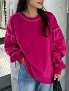 【チャオパニックティピー/CIAOPANIC TYPY】の【HELLO.SANFRANCISCO】配色ステッチオーバースウェット 人気、トレンドファッション・服の通販 founy(ファニー) ファッション Fashion レディースファッション Fashion for Women トップス・カットソー Cut & Sew Tops レディースパーカー・カジュアルフーディー Casual Hoodies & Sweatshirts スウェット・クルーネックトップス Sweatshirts & Crewnecks / Relaxed Fit Sweat Tops スウェット / スエット Sweatshirt, Sweatwear デニム Denim, Jeans Material トレンド Trend, Trending Now 定番 Standard, Basic Item リラックス Relax, Relaxed Fit ロング Long, Long-Length 再入荷 Restock / Back in Stock おすすめ Recommended / Our Picks thumbnail ローズ|ID: prp329100004831117 ipo3291000000035173005