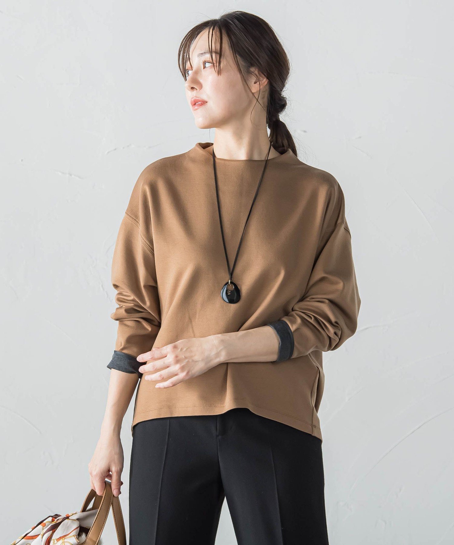 【ロートレ アモン/LAUTRE AMONT】のソフトストレッチダンボールカットソー インテリア・キッズ・メンズ・レディースファッション・服の通販 founy(ファニー) 　ファッション　Fashion　レディースファッション　Fashion for Women　トップス・カットソー　Cut & Sew Tops　カットソー・ベーシックTシャツ　Cut-and-Sewn Tops / Stretch Tees & Basics　秋　Autumn　カットソー　Cut and Sewn Top　シンプル　Simple, Minimal　ストレッチ　Stretch, Stretchy Fabric　なめらか　Smooth, Silky Texture　長袖　Long Sleeve, Full Sleeve　バランス　Balance, Style Balance　A/W・秋冬　Autumn/Winter　エレガント 上品　Elegant　ビジネス 仕事 通勤　Business / Work / Commuting　2025年　2025　2025-2026秋冬・A/W　Autumn/Winter 2025–26 AW25–26　キャメル|ID: prp329100004831148 ipo3291000000035173511