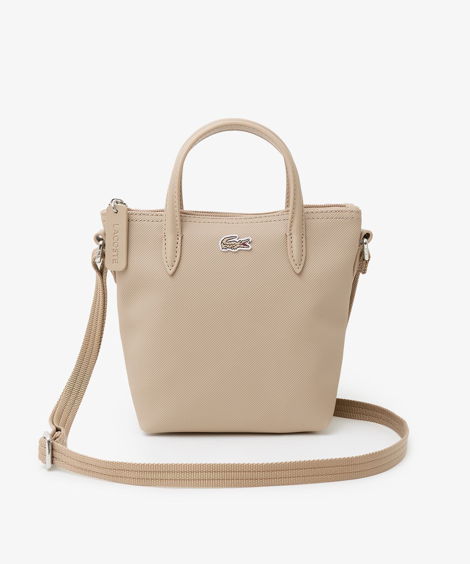 【ラコステ/LACOSTE】の『L.12.12』CONCEPT 2WAYミニトート インテリア・キッズ・メンズ・レディースファッション・服の通販 founy(ファニー) 　ファッション　Fashion　レディースファッション　Fashion for Women　バッグ　Bags　クラシカル　Classical, Vintage-Inspired　コンパクト　Compact, Small Size　鹿の子　Piqué, Kanoko Fabric　シンプル　Simple, Minimal　ジップ　Zip, Zipper　スマート　Smart, Elegant　スリム　Slim, Slim Fit　財布　Wallet, Purse　フェミニン　Feminine, Girly　ポロシャツ　Polo Shirt, Collared Tee　ラップ　Wrap, Wrap Design　エレガント 上品　Elegant　サンドベージュ|ID: prp329100004831152 ipo3291000000035173565