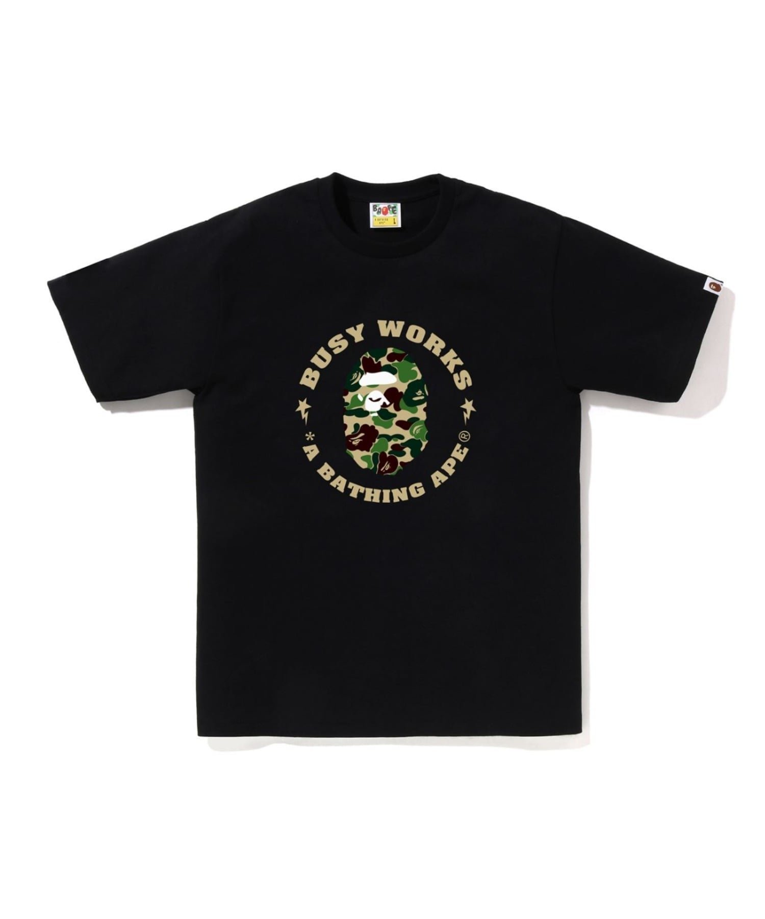 【ア ベイシング エイプ/A BATHING APE】のABC CAMO BUSY WORKS STA TEE M インテリア・キッズ・メンズ・レディースファッション・服の通販 founy(ファニー) 　ファッション　Fashion　レディースファッション　Fashion for Women　ショート　Short, Short Length　スリーブ　Sleeve, Long Sleeve / Short Sleeve　デニム　Denim, Jeans Material　フロント　Front, Front Design　プリント　Print, Printed Pattern　ラバー　Rubber, Rubber Sole　BKxGR|ID: prp329100004831180 ipo3291000000035174013