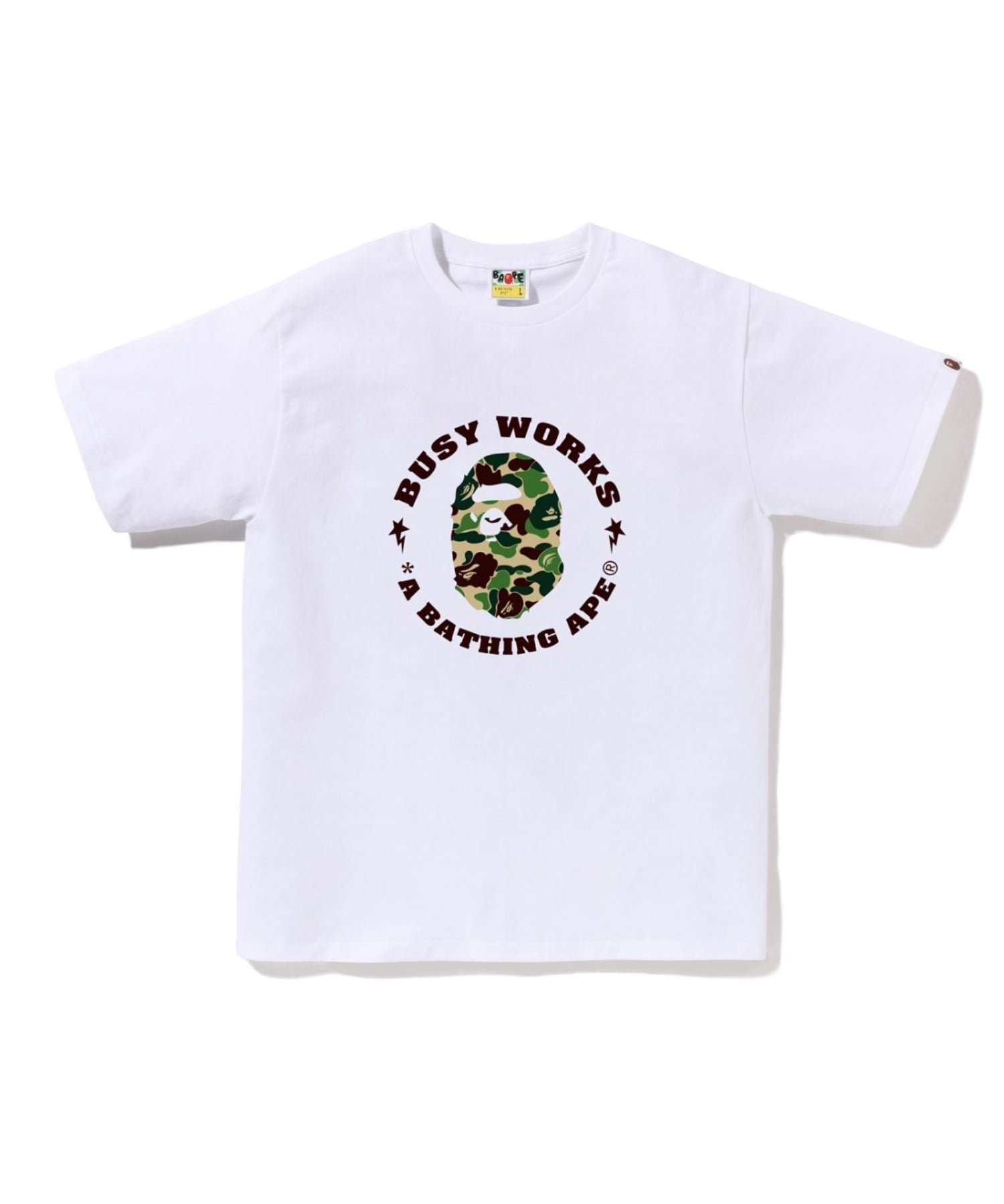 【ア ベイシング エイプ/A BATHING APE】のABC CAMO BUSY WORKS STA TEE M インテリア・キッズ・メンズ・レディースファッション・服の通販 founy(ファニー) 　ファッション　Fashion　レディースファッション　Fashion for Women　ショート　Short, Short Length　スリーブ　Sleeve, Long Sleeve / Short Sleeve　デニム　Denim, Jeans Material　フロント　Front, Front Design　プリント　Print, Printed Pattern　ラバー　Rubber, Rubber Sole　WHxGR|ID: prp329100004831180 ipo3291000000035174015