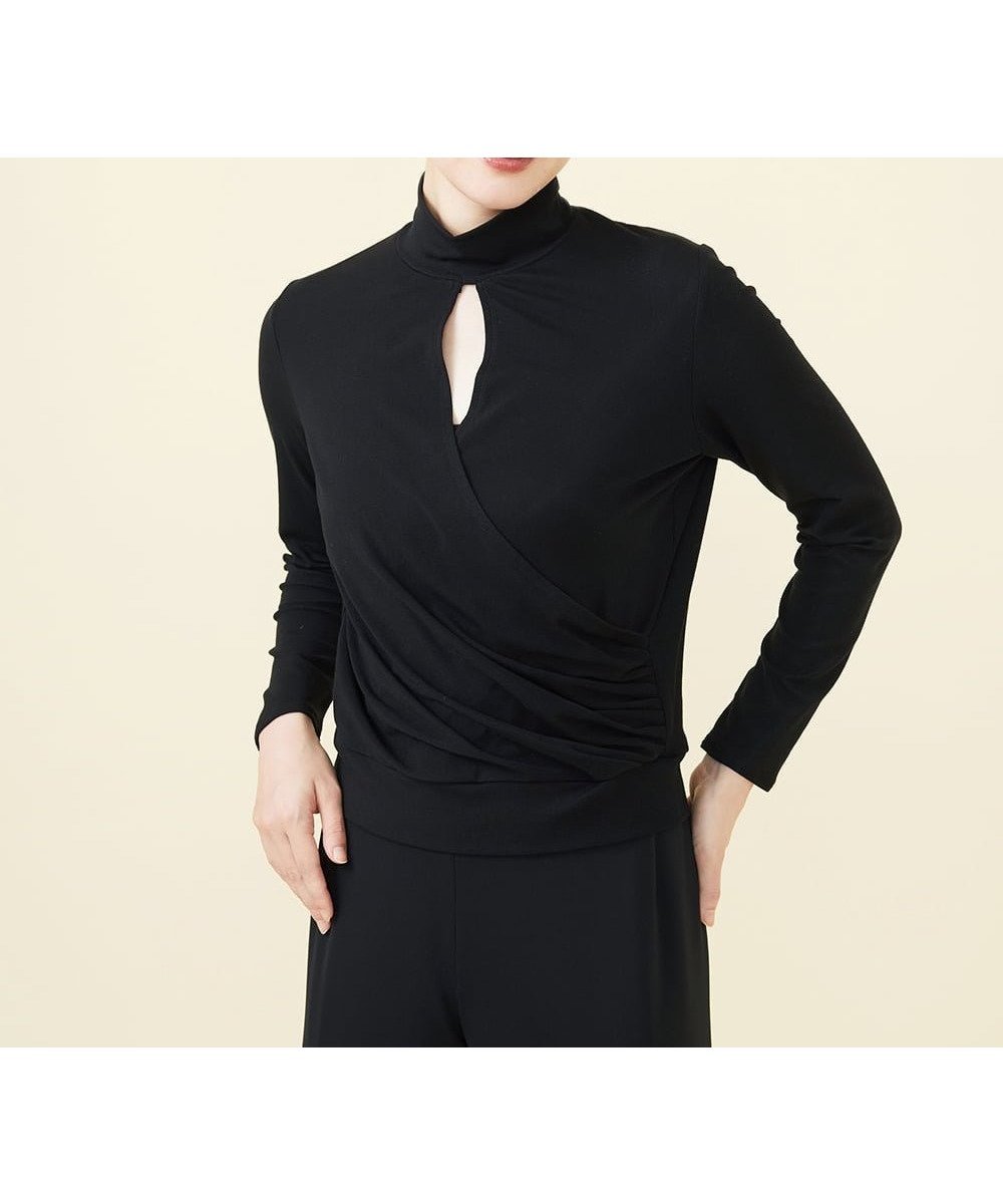 【シビラ/SYBILLA】のハイネックカシュクールカットソー インテリア・キッズ・メンズ・レディースファッション・服の通販 founy(ファニー) 　ファッション　Fashion　レディースファッション　Fashion for Women　トップス・カットソー　Cut & Sew Tops　カットソー・ベーシックTシャツ　Cut-and-Sewn Tops / Stretch Tees & Basics　おすすめ　Recommended / Our Picks　とろみ　Fluid, Flowy Fabric　インナー　Innerwear　カシュクール　Wrap Design　カッティング　Cutting Detail　カットソー　Cut and Sewn Top　ギャザー　Gathered, Ruffled　ストレッチ　Stretch, Stretchy Fabric　スマート　Smart, Elegant　デコルテ　Décolleté, Neckline　ドレープ　Drape, Draping Fabric　ハイネック　High Neck, Mock Neck　バランス　Balance, Style Balance　ブラック|ID: prp329100004831181 ipo3291000000035174028