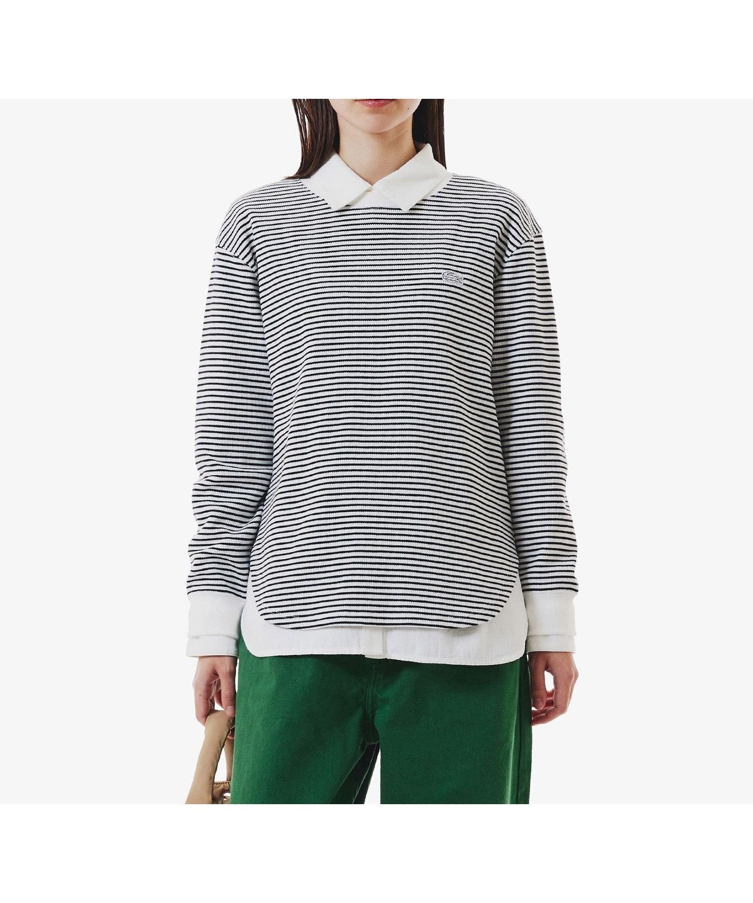 【ラコステ/LACOSTE】のワッフルボーダーTシャツ インテリア・キッズ・メンズ・レディースファッション・服の通販 founy(ファニー) 　ファッション　Fashion　レディースファッション　Fashion for Women　トップス・カットソー　Cut & Sew Tops　シャツ・ブラウス・オフィスカジュアル　Elegant Blouses & Button-Ups　ロングTシャツ・Tシャツ　Longline T-Shirts & Tees　パターン　Pattern, Design Print　ボーダー　Border, Stripe　リラックス　Relax, Relaxed Fit　ワッフル　Waffle, Waffle Knit　夏　Summer　春　Spring　S/S・春夏　SS, Spring/Summer, Warm Season　ホワイト|ID: prp329100004831183 ipo3291000000035174052