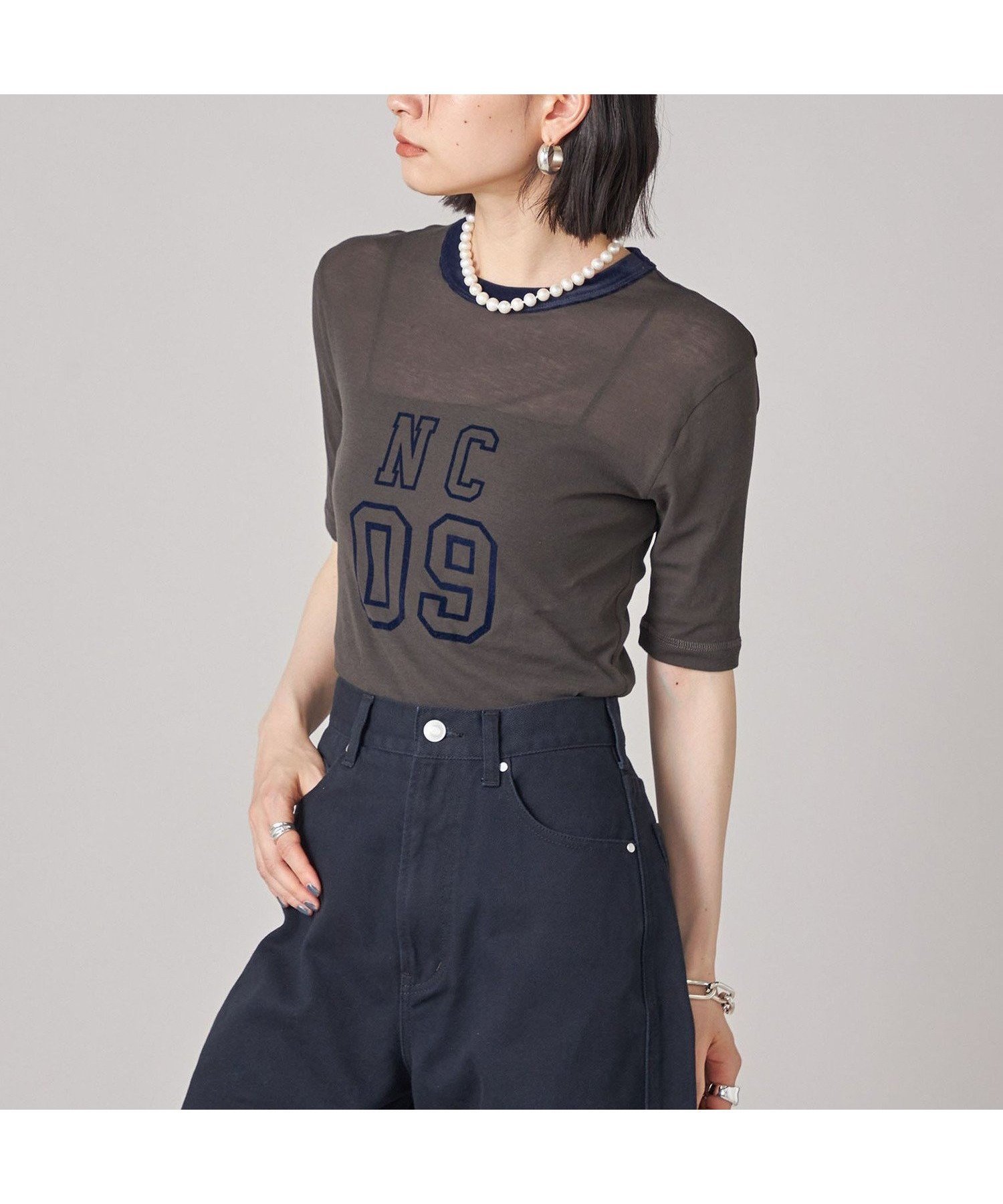 【シップス フォー ウィメン/SHIPS】のSHIPS NINE CASE シアー ロゴ リンガー TEE インテリア・キッズ・メンズ・レディースファッション・服の通販 founy(ファニー) 　ファッション　Fashion　レディースファッション　Fashion for Women　秋　Autumn　シアー　Sheer, See-Through　スタンダード　Standard, Basic　ベロア　Velour, Soft Velvet　ポケット　Pocket, Pocket Detail　A/W・秋冬　Autumn/Winter　2025年　2025　2025-2026秋冬・A/W　Autumn/Winter 2025–26 AW25–26　グレー|ID: prp329100004831187 ipo3291000000035174085