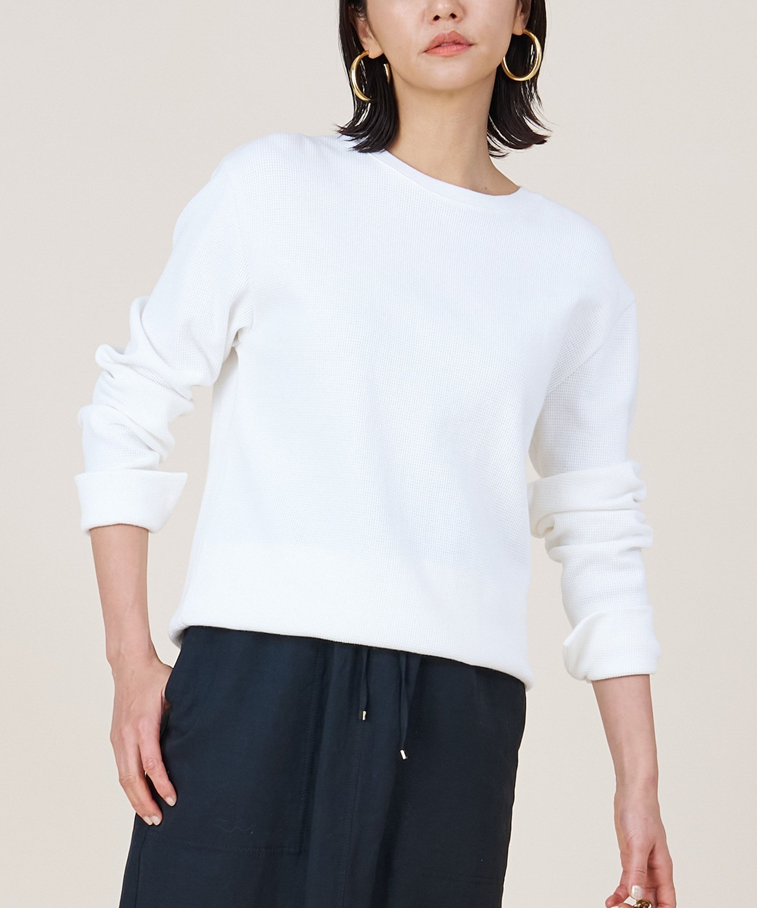 【マイカ ディール/MICA & DEAL】の【marmors】thermal crew neck pullover インテリア・キッズ・メンズ・レディースファッション・服の通販 founy(ファニー) 　ファッション　Fashion　レディースファッション　Fashion for Women　トップス・カットソー　Cut & Sew Tops　カジュアルプルオーバー・ニットトップス　Pullovers & Knit Tops / Casual Pullovers　シンプル　Simple, Minimal　ストレッチ　Stretch, Stretchy Fabric　定番　Standard, Basic Item　ワイド　Wide, Wide Fit　ワッフル　Waffle, Waffle Knit　WHITE|ID: prp329100004831188 ipo3291000000035174108