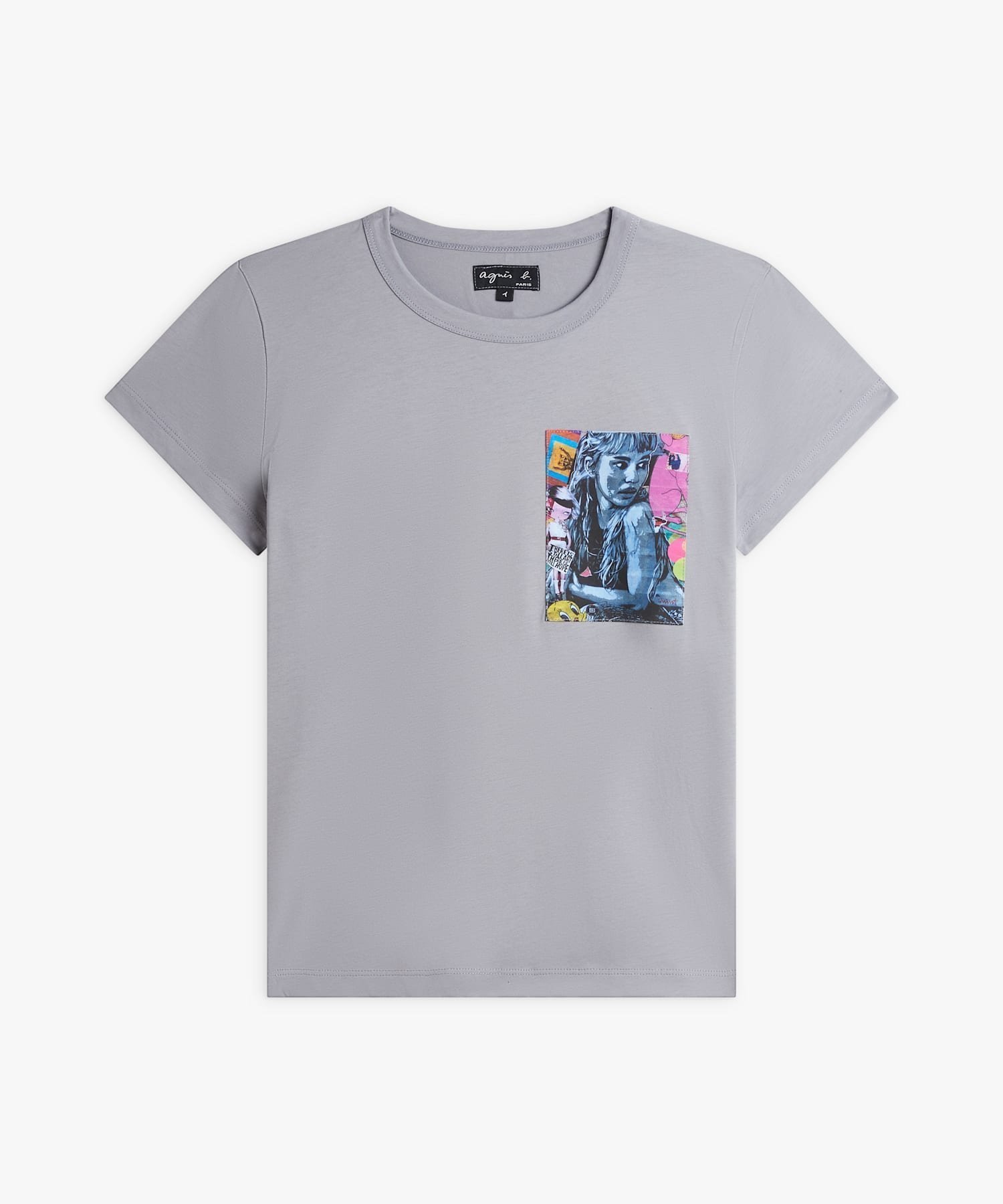 【アニエスベー ファム/agnes b. FEMME】のオーガニックコットン フォトプリント 半袖 Tシャツ インテリア・キッズ・メンズ・レディースファッション・服の通販 founy(ファニー) 　ファッション　Fashion　レディースファッション　Fashion for Women　トップス・カットソー　Cut & Sew Tops　シャツ・ブラウス・オフィスカジュアル　Elegant Blouses & Button-Ups　ロングTシャツ・Tシャツ　Longline T-Shirts & Tees　プリント　Print, Printed Pattern　ロンドン　London Style, British Inspired　半袖　Short Sleeve, Half Sleeve　グレー|ID: prp329100004831195 ipo3291000000035174254