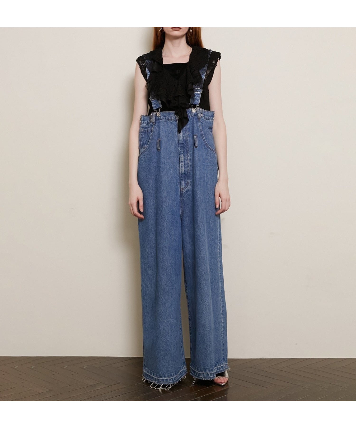 【プランク プロジェクト/PRANK PROJECT】のオーバーウエスト2WAYサロペット / Loose Waist Two-way Salopette Pants インテリア・キッズ・メンズ・レディースファッション・服の通販 founy(ファニー) 　ファッション　Fashion　レディースファッション　Fashion for Women　ワンピース　Dresses　サロペット&オールインワン　Dungarees & Jumpsuit Styles　インナー　Innerwear　キャミソール　Camisole, Spaghetti Strap Top　サロペット　Overalls, Salopette　タンク　Tank Top, Sleeveless Top　デニム　Denim, Jeans Material　ビジュー　Bijou, Jewel-like Accent　ビスチェ　Bustier, Corset Top　ループ　Loop, Loop Knit　ヴィンテージ　Vintage Style　夏　Summer　BLU|ID: prp329100004831214 ipo3291000000035174608