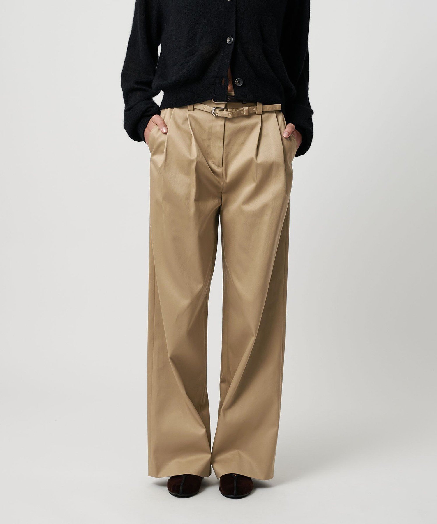 【ビューティ&ユース ユナイテッドアローズ/BEAUTY&YOUTH / UNITED ARROWS】のATTISESSION ベルト 2タック ストレート パンツ 2 インテリア・キッズ・メンズ・レディースファッション・服の通販 founy(ファニー) 　ファッション　Fashion　レディースファッション　Fashion for Women　パンツ　Pants & Trousers　ベルト&ウエストマーク　Belts & Waist Accessories　コンパクト　Compact, Small Size　ストレート　Straight, Straight Cut　人気　Popular, Best Seller　モダン　Modern, Contemporary　ワイド　Wide, Wide Fit　A/W・秋冬　Autumn/Winter　おすすめ　Recommended / Our Picks　BEIGE|ID: prp329100004831323 ipo3291000000035175859