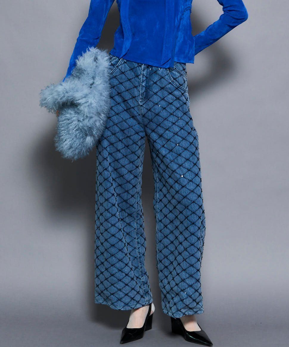 【メゾンスペシャル/MAISON SPECIAL】のDiamond Beads Embroidery Denim Pants インテリア・キッズ・メンズ・レディースファッション・服の通販 founy(ファニー) 　ファッション　Fashion　レディースファッション　Fashion for Women　パンツ　Pants & Trousers　デニムパンツ・ジーンズ・美脚デニム　Denim Jeans & Pants　スペシャル　Special, Limited Edition　セットアップ　Set-Up, Coordinated Outfit　ダブル　Double, Double-Breasted　デニム　Denim, Jeans Material　パーカー　Hoodie, Parka　ポケット　Pocket, Pocket Detail　ワンポイント　One Point, Statement Accent　BLU|ID: prp329100004831342 ipo3291000000035176086