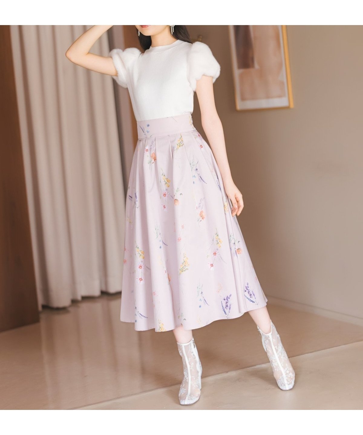 【ウィルセレクション/WILLSELECTION】のオータムボタニカルフラワータックスカート インテリア・キッズ・メンズ・レディースファッション・服の通販 founy(ファニー) 　ファッション　Fashion　レディースファッション　Fashion for Women　スカート　Skirts　秋　Autumn　カラフル　Colorful Design　人気　Popular, Best Seller　フラワー　Flower, Floral　フレア　Flare, Flared　プリント　Print, Printed Pattern　レース　Lace, Lace Fabric　エレガント 上品　Elegant　ビジネス 仕事 通勤　Business / Work / Commuting　赤系花柄|ID: prp329100004831381 ipo3291000000035176370