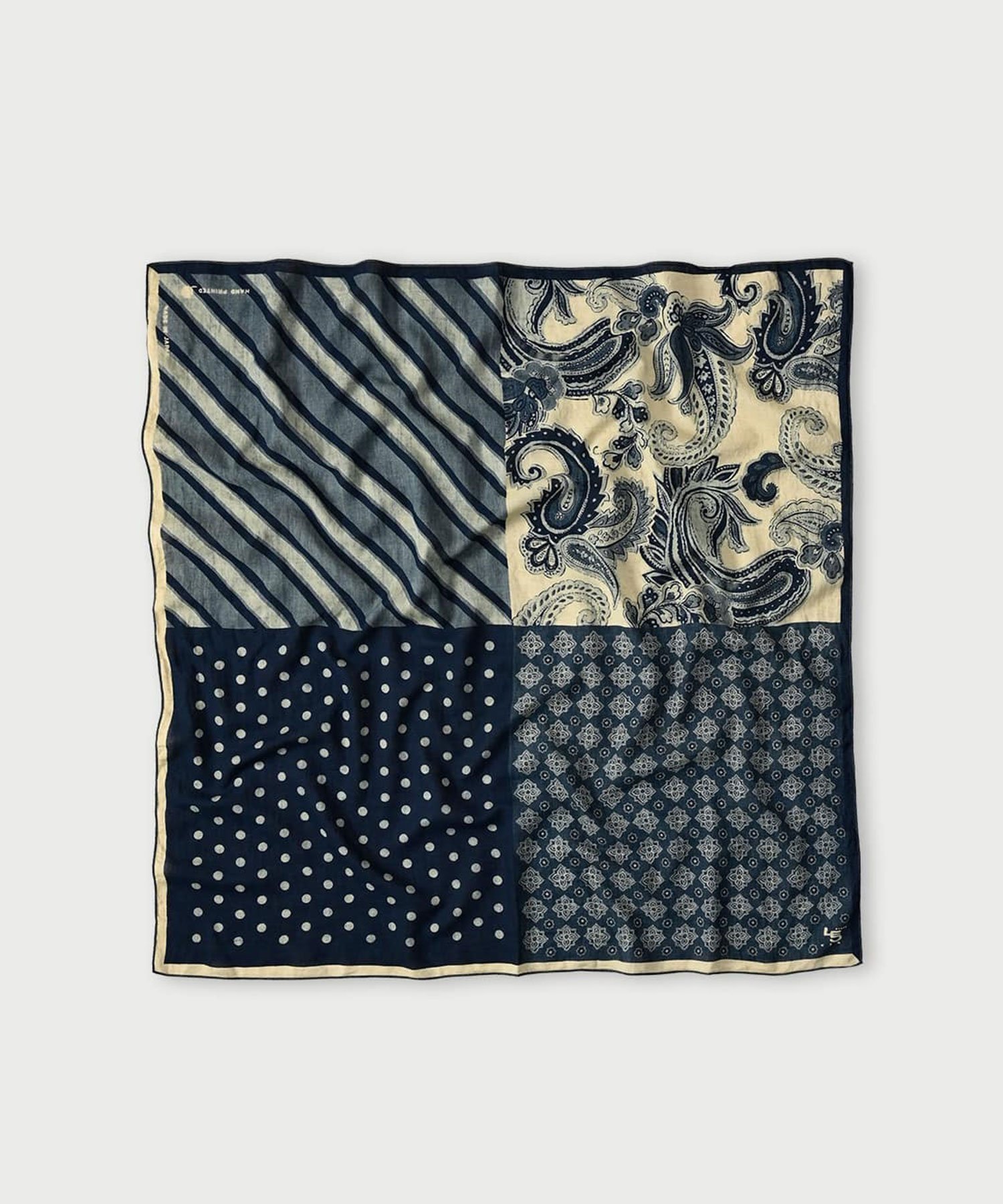 【フォーティファイブ アール/45R】のスーピマ綾のプレッピーミックス風呂敷(インディゴ) インテリア・キッズ・メンズ・レディースファッション・服の通販 founy(ファニー) 　ファッション　Fashion　レディースファッション　Fashion for Women　インディゴ　Indigo Denim　キャンバス　Canvas, Canvas Fabric　シルク　Silk, 100% Silk　スーピマ　Supima, Premium Cotton　ドット　Polka Dot, Dot Pattern　バンダナ　Bandana, Head Scarf　ペイズリー　Paisley, Ethnic Pattern　手描き　Hand-Drawn, Illustrated　インディゴ|ID: prp329100004831387 ipo3291000000035176442