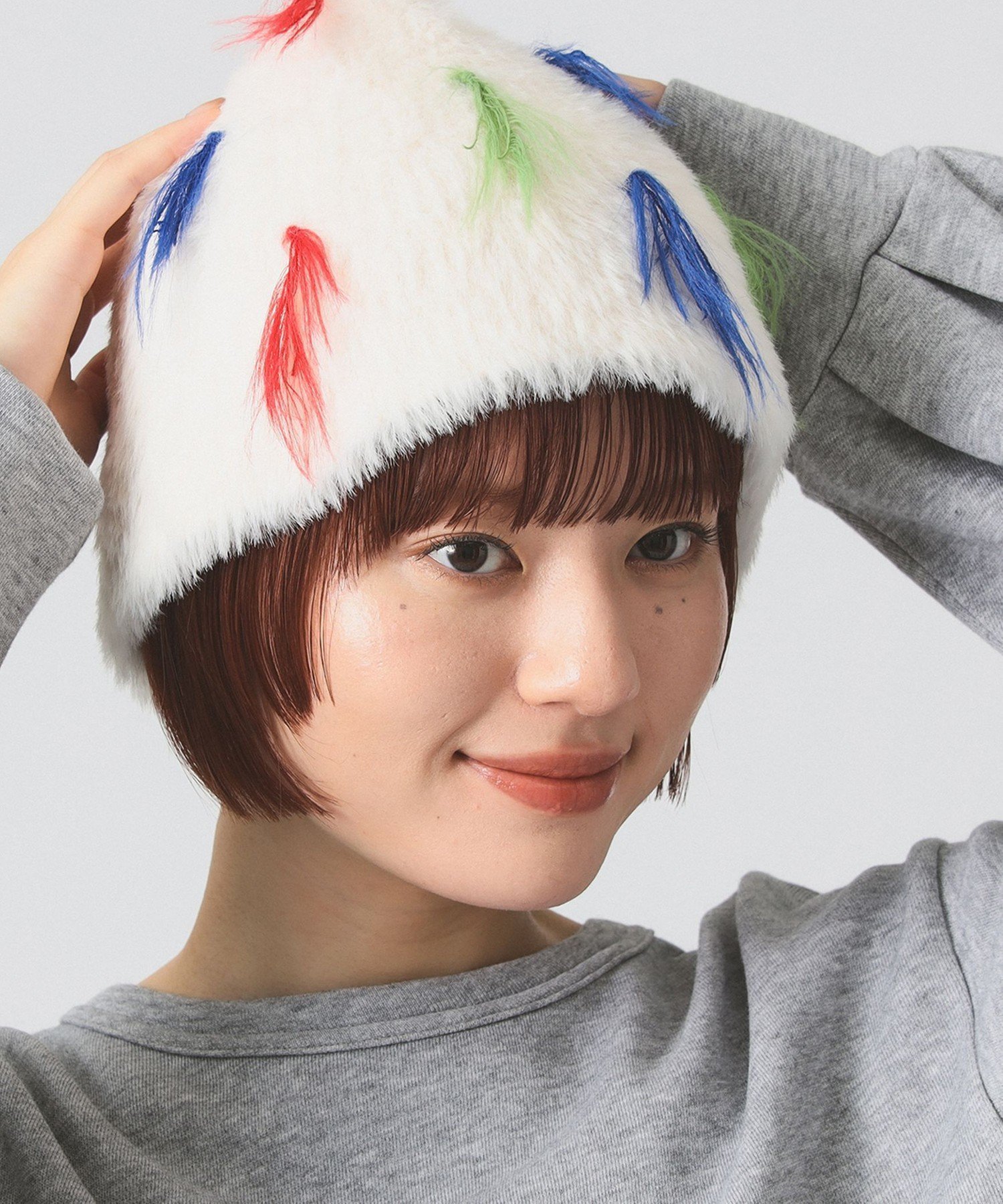 【ビームス ウイメン/BEAMS】のカラー フリンジ ニット帽 インテリア・キッズ・メンズ・レディースファッション・服の通販 founy(ファニー) 　ファッション　Fashion　レディースファッション　Fashion for Women　トップス・カットソー　Cut & Sew Tops　ニット　Knit Tops & Sweaters　シンプル　Simple, Minimal　ジャケット　Jacket, Outerwear　デニム　Denim, Jeans Material　フリンジ　Fringe, Tassel　WHITE|ID: prp329100004831400 ipo3291000000035176532