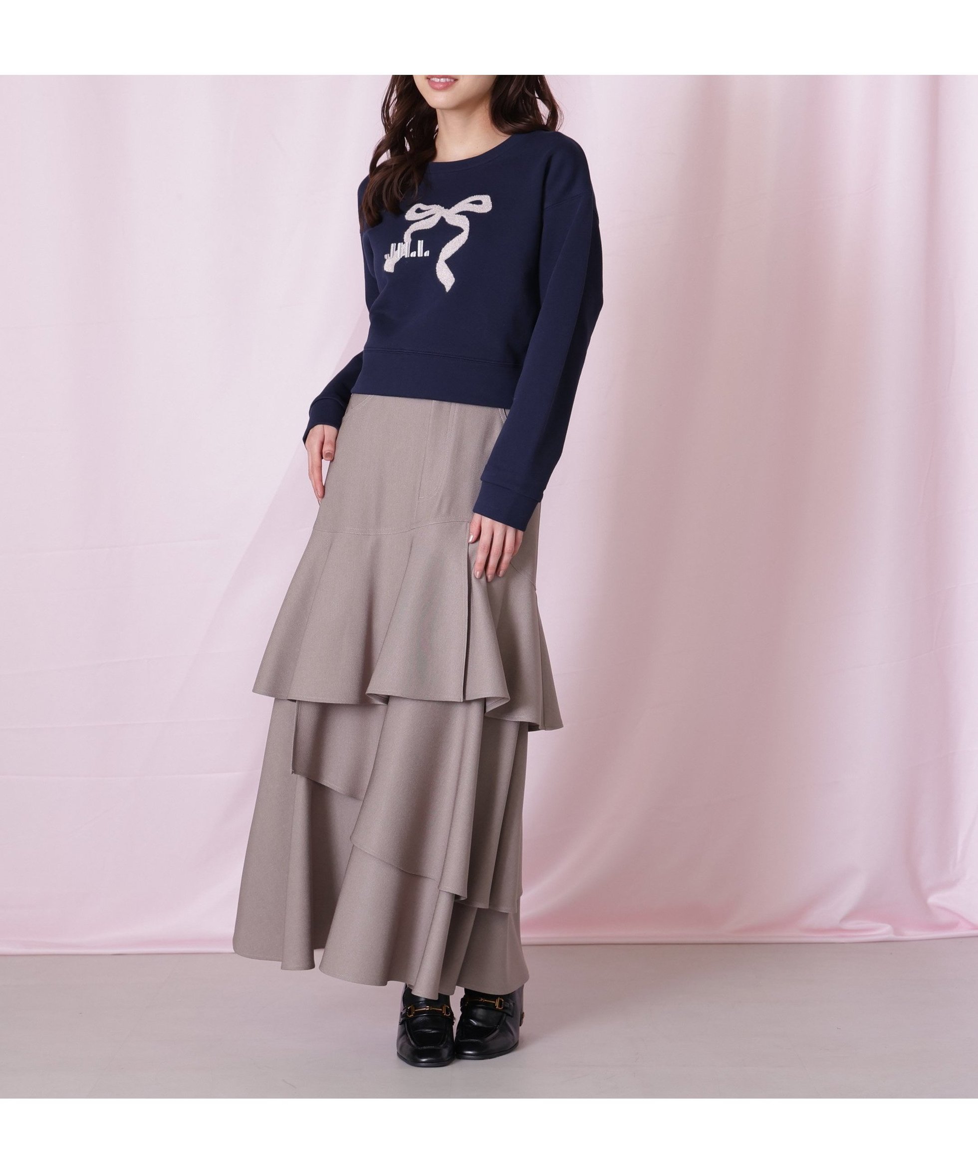 【ジルバイジルスチュアート/JILL by JILLSTUART】のアシメティアードスカート インテリア・キッズ・メンズ・レディースファッション・服の通販 founy(ファニー) 　ファッション　Fashion　レディースファッション　Fashion for Women　スカート　Skirts　ティアードスカート　Tiered Skirts　ストレッチ　Stretch, Stretchy Fabric　スマート　Smart, Elegant　ティアードスカート　Tiered Skirt, Flounced Skirt　デニム　Denim, Jeans Material　フィット　Fit, Slim Fit　ブラウン|ID: prp329100004831411 ipo3291000000035176621