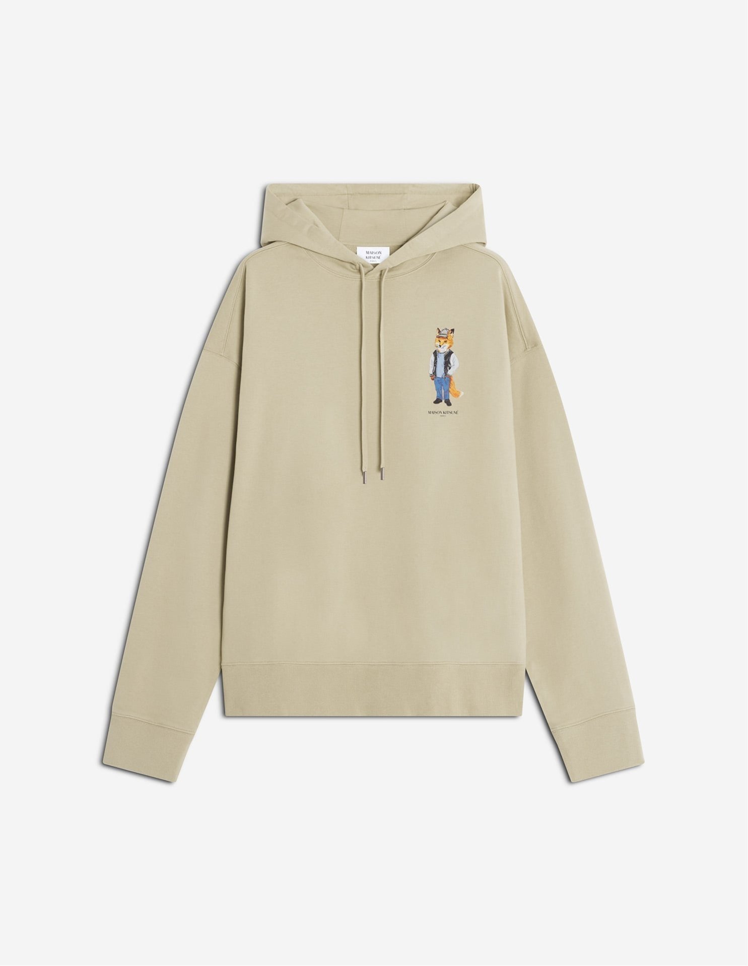 【メゾン キツネ/MAISON KITSUNE / MEN】のMaison Kitsune/DRESSED FOX OVERSIZE HOODIE インテリア・キッズ・メンズ・レディースファッション・服の通販 founy(ファニー) 　ファッション　Fashion　メンズファッション　Fashion for Men　冬　Winter / This Winter　ドローストリング　Drawstring, Pull Cord　フレンチ　French, French Style　プリント　Print, Printed Pattern　エレガント 上品　Elegant　無地　Plain, Solid Color　A/W・秋冬　Autumn/Winter　長袖　Long Sleeve, Full Sleeve　CONCRETE BEIGE|ID: prp329100004831429 ipo3291000000035176782