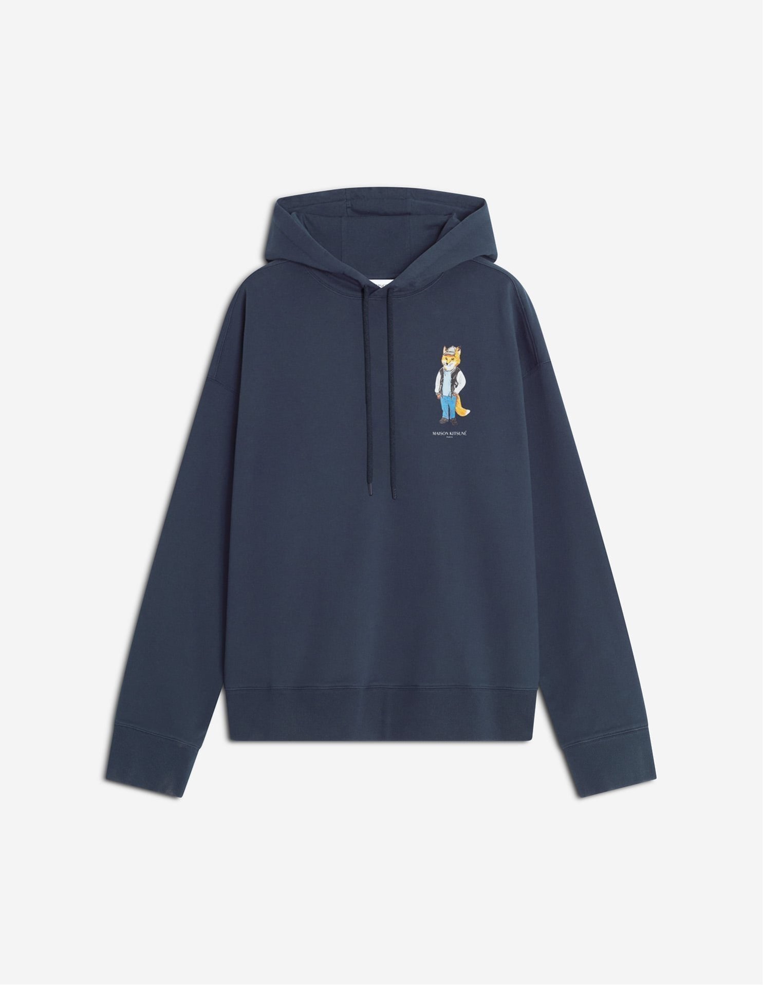 【メゾン キツネ/MAISON KITSUNE / MEN】のMaison Kitsune/DRESSED FOX OVERSIZE HOODIE インテリア・キッズ・メンズ・レディースファッション・服の通販 founy(ファニー) 　ファッション　Fashion　メンズファッション　Fashion for Men　冬　Winter / This Winter　ドローストリング　Drawstring, Pull Cord　フレンチ　French, French Style　プリント　Print, Printed Pattern　エレガント 上品　Elegant　無地　Plain, Solid Color　A/W・秋冬　Autumn/Winter　長袖　Long Sleeve, Full Sleeve　FRENCH NAVY|ID: prp329100004831429 ipo3291000000035176783