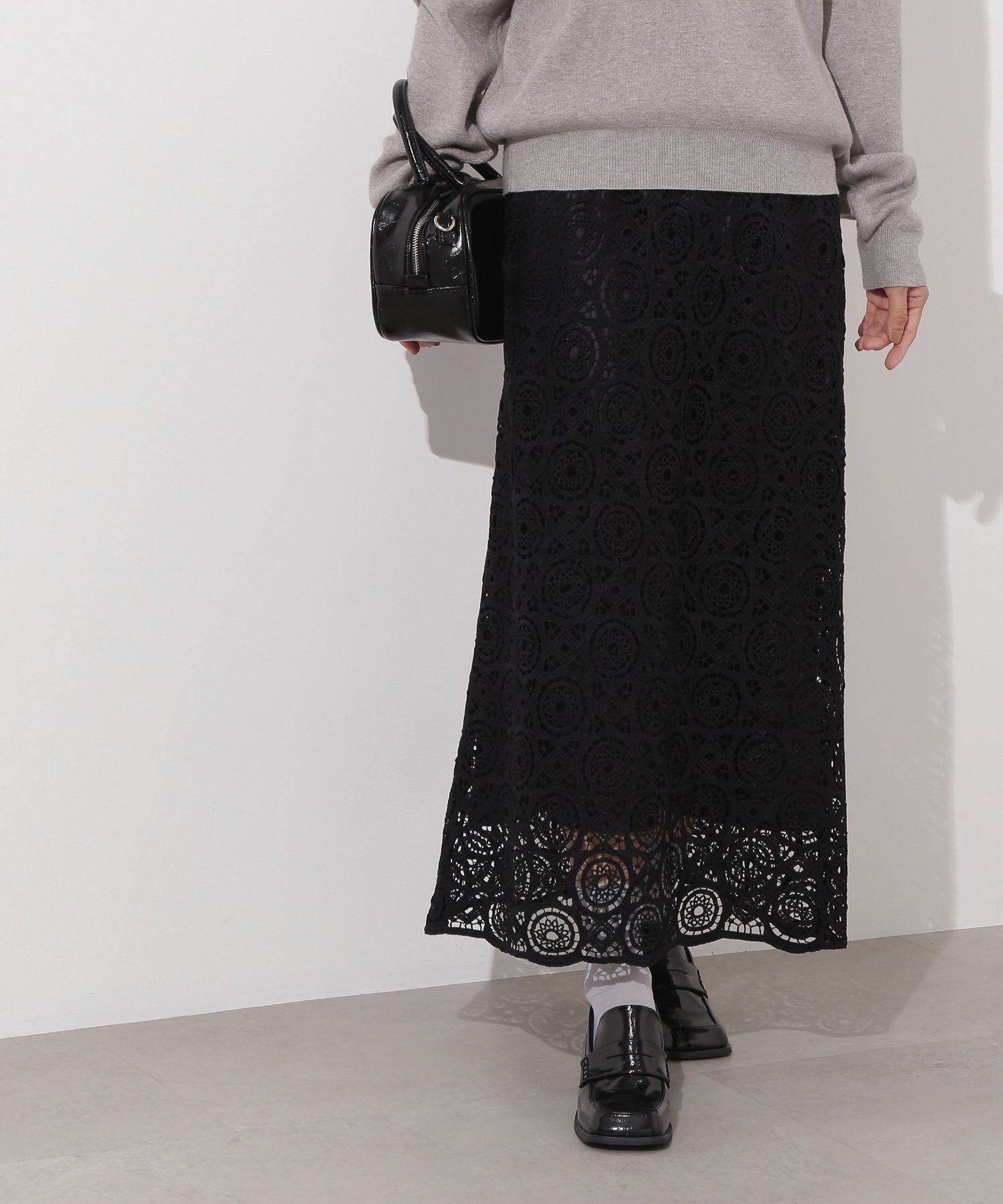 【エヌ ナチュラルビューティーベーシック/N.Natural Beauty basic】のヴィンテージライクレーススカート インテリア・キッズ・メンズ・レディースファッション・服の通販 founy(ファニー) 　ファッション　Fashion　レディースファッション　Fashion for Women　スカート　Skirts　ケミカル　Chemical, Chemical Wash　スウェット / スエット　Sweatshirt, Sweatwear　レース　Lace, Lace Fabric　ブラック|ID: prp329100004831450 ipo3291000000035177001