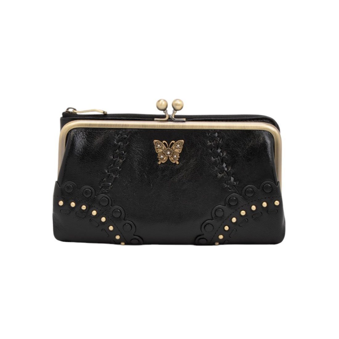 【クイーポ/KUIPO】のアナスイ ANNA SUI マチルダ 二つ折り口金長財布 インテリア・キッズ・メンズ・レディースファッション・服の通販 founy(ファニー) 　ファッション　Fashion　レディースファッション　Fashion for Women　ミニ財布・二つ折り財布　Wallets & Card Cases　クラシカル　Classical, Vintage-Inspired　コイン　Coin, Coin Design　コンパクト　Compact, Small Size　財布　Wallet, Purse　バタフライ　Butterfly, Butterfly Motif　フォルム　Silhouette, Form　フラワー　Flower, Floral　ブローチ　Brooch, Pin Brooch　ポケット　Pocket, Pocket Detail　モチーフ　Motif, Design Theme　ラウンド　Round, Round Neck　ロマンティック　Romantic, Feminine Style　ワーク　Workwear, Utility Style　A/W・秋冬　Autumn/Winter　ブラック|ID: prp329100004831468 ipo3291000000035177150