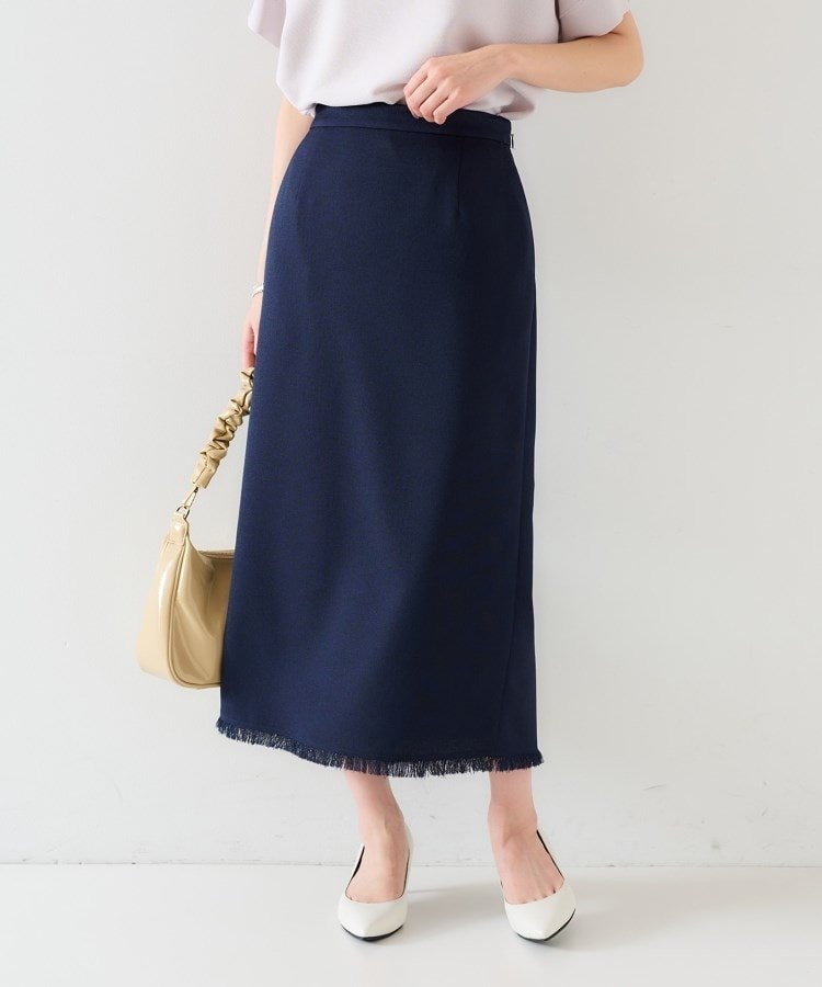 【アンタイトル/UNTITLED】の【オンオフ/ストレッチ】裾フリンジナロースカート インテリア・キッズ・メンズ・レディースファッション・服の通販 founy(ファニー) 　ファッション　Fashion　レディースファッション　Fashion for Women　スカート　Skirts　おすすめ　Recommended / Our Picks　ストレッチ　Stretch, Stretchy Fabric　スマート　Smart, Elegant　ツイル　Twist, Twisted Detail　ポケット　Pocket, Pocket Detail　ネイビー|ID: prp329100004831469 ipo3291000000035177156