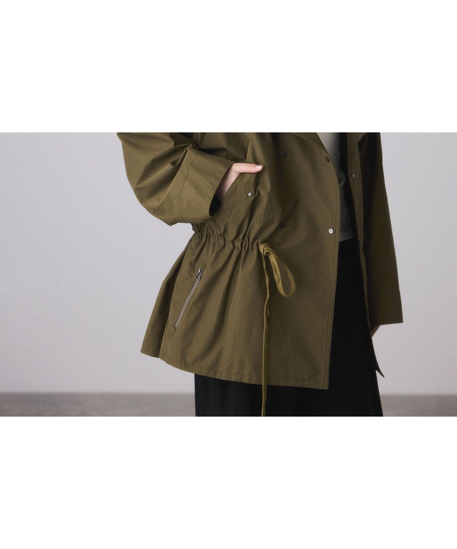 【アダム エ ロペ/ADAM ET ROPE'】のスタンドカラードロストブルゾン インテリア・キッズ・メンズ・レディースファッション・服の通販 founy(ファニー) 　ファッション　Fashion　レディースファッション　Fashion for Women　アウター　Coat / Outerwear Collection　ブルゾンジャケット・スポーティアウター　Blouson Jackets　スタンド　Stand Collar, Upright Stand　スラックス　Slacks, Dress Pants　デニム　Denim, Jeans Material　ドット　Polka Dot, Dot Pattern　フレア　Flare, Flared　フロント　Front, Front Design　ブルゾン　Blouson, Bomber Jacket　ポケット　Pocket, Pocket Detail　マニッシュ　Mannish, Boyish　ミドル　Middle Length, Mid Height　A/W・秋冬　Autumn/Winter　2026年　2026　カーキ系(38)|ID: prp329100004831474 ipo3291000000035177171