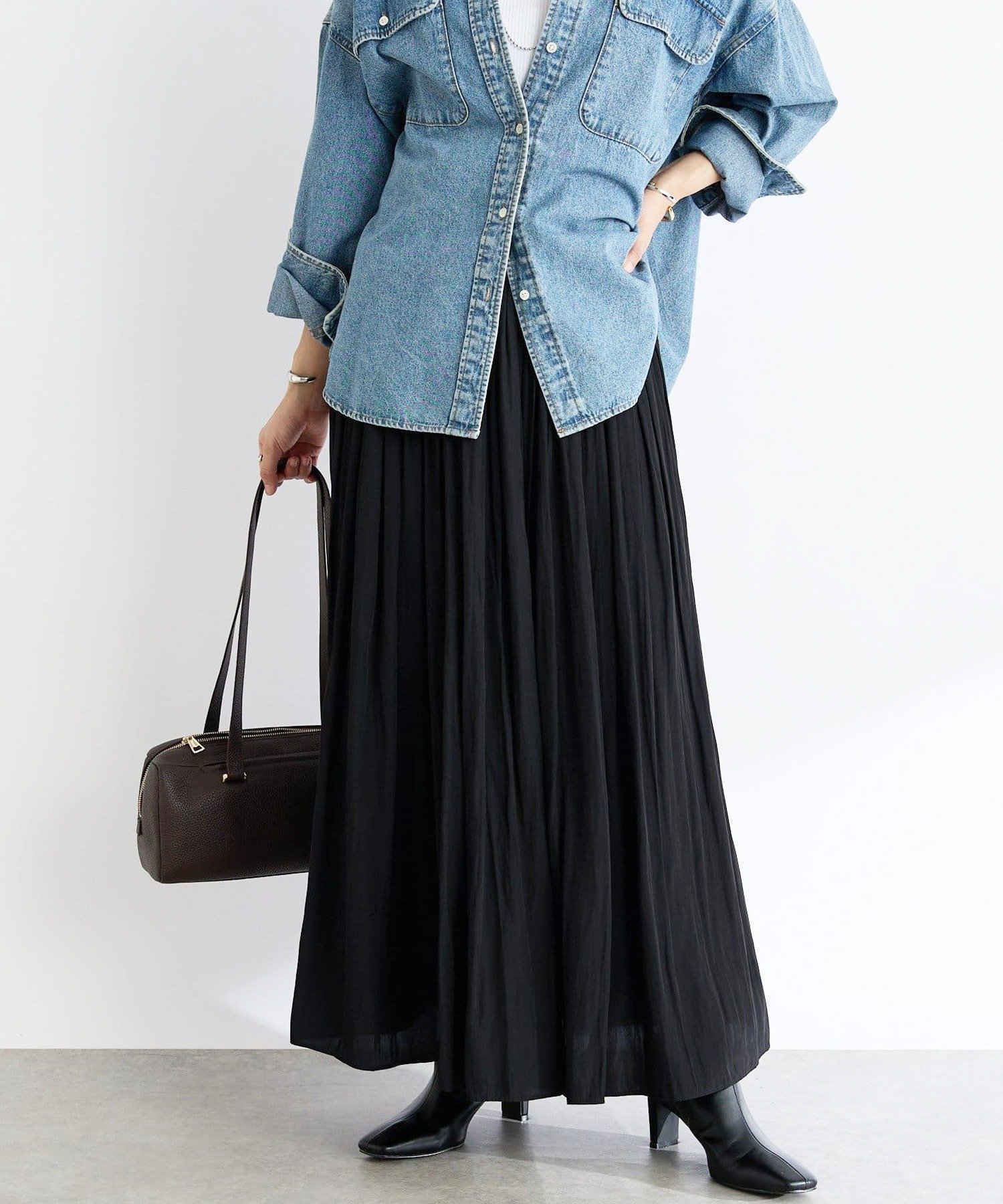 【リヴドロワ/RIVE DROITE】の【上品なシルエット】割繊ギャザースカート インテリア・キッズ・メンズ・レディースファッション・服の通販 founy(ファニー) 　ファッション　Fashion　レディースファッション　Fashion for Women　スカート　Skirts　ギャザー　Gathered, Ruffled　ポケット　Pocket, Pocket Detail　リラックス　Relax, Relaxed Fit　再入荷　Restock / Back in Stock　おすすめ　Recommended / Our Picks　エレガント 上品　Elegant　ブラック|ID: prp329100004831495 ipo3291000000035177341