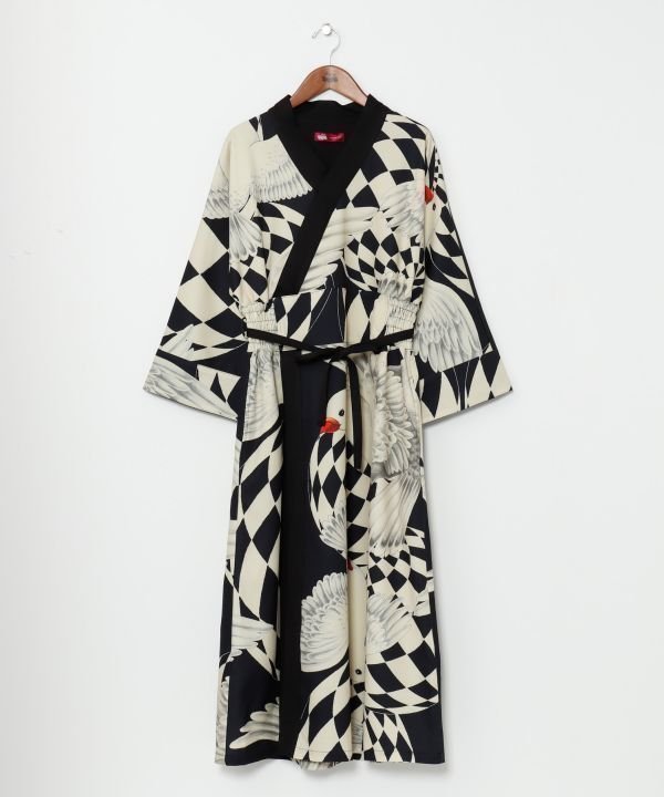 【アミナコレクション/Amina Collection】の【カヤ】モダン着物ワンピース《重宗玉緒×倭物やカヤ》 インテリア・キッズ・メンズ・レディースファッション・服の通販 founy(ファニー) 　ファッション　Fashion　レディースファッション　Fashion for Women　ワンピース　Dresses　モダン　Modern, Contemporary　ブラック|ID: prp329100004831537 ipo3291000000035177869