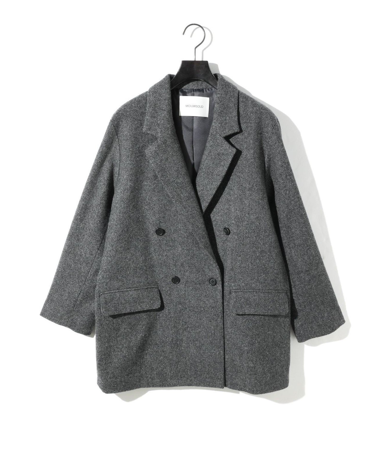 【マーコート/MARcourt】のMIDIUMISOLID for Ladies ダブルブレストツイードジャケット インテリア・キッズ・メンズ・レディースファッション・服の通販 founy(ファニー) 　ファッション　Fashion　レディースファッション　Fashion for Women　アウター　Coat / Outerwear Collection　レディースジャケット・軽アウター　Jackets　クラシカル　Classical, Vintage-Inspired　ジャケット　Jacket, Outerwear　スリット　Slit, Slit Detail　ツイード　Twill, Twill Weave　テーラード　Tailored, Tailored Fit　バランス　Balance, Style Balance　ビッグ　Big, Oversized　フロント　Front, Front Design　ポケット　Pocket, Pocket Detail　ミドル　Middle Length, Mid Height　エレガント 上品　Elegant　長袖　Long Sleeve, Full Sleeve　グレー|ID: prp329100004831542 ipo3291000000035177936