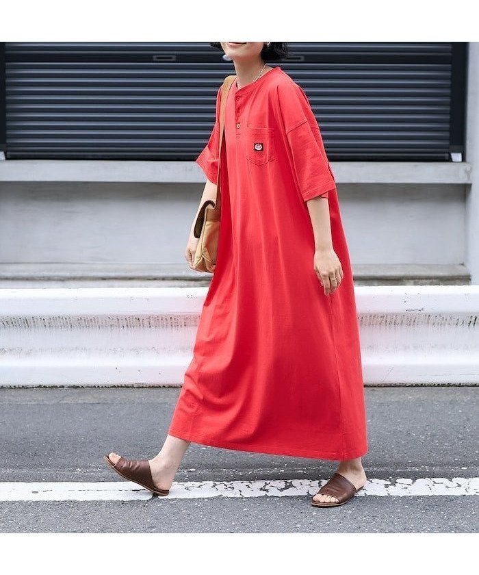 【フリークスストア/FREAK'S STORE】の別注 ヘンリーネックワンピース 25SS インテリア・キッズ・メンズ・レディースファッション・服の通販 founy(ファニー) 　ファッション　Fashion　レディースファッション　Fashion for Women　ワンピース　Dresses　2025年　2025　2025春夏・S/S　Spring/Summer 2025 SS25　シンプル　Simple, Minimal　スペシャル　Special, Limited Edition　ベーシック　Basic, Essential　ボーダー　Border, Stripe　ポケット　Pocket, Pocket Detail　別注　Limited Edition, Custom Order　夏　Summer　旅行　Travel　S/S・春夏　SS, Spring/Summer, Warm Season　レッド|ID: prp329100004831550 ipo3291000000035178135