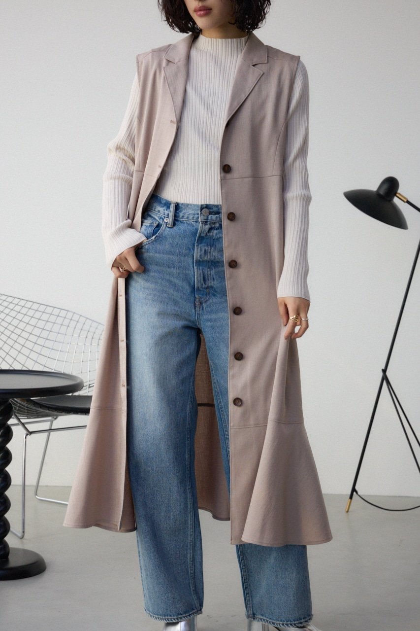 【アズール バイ マウジー/AZUL by moussy】のオープンカラージレワンピース インテリア・キッズ・メンズ・レディースファッション・服の通販 founy(ファニー) 　ファッション　Fashion　レディースファッション　Fashion for Women　アウター　Coat / Outerwear Collection　おすすめ　Recommended / Our Picks　シンプル　Simple, Minimal　ツイード　Twill, Twill Weave　フレア　Flare, Flared　春　Spring　無地　Plain, Solid Color　秋　Autumn　L/BEG1|ID: prp329100004831597 ipo3291000000035178746