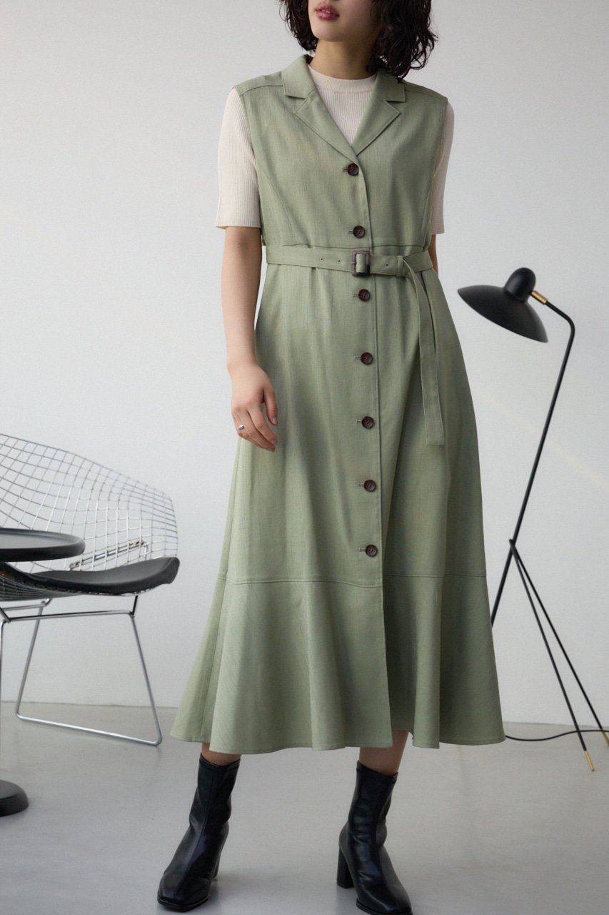 【アズール バイ マウジー/AZUL by moussy】のオープンカラージレワンピース インテリア・キッズ・メンズ・レディースファッション・服の通販 founy(ファニー) 　ファッション　Fashion　レディースファッション　Fashion for Women　アウター　Coat / Outerwear Collection　おすすめ　Recommended / Our Picks　シンプル　Simple, Minimal　ツイード　Twill, Twill Weave　フレア　Flare, Flared　春　Spring　無地　Plain, Solid Color　秋　Autumn　L/KHA1|ID: prp329100004831597 ipo3291000000035178747