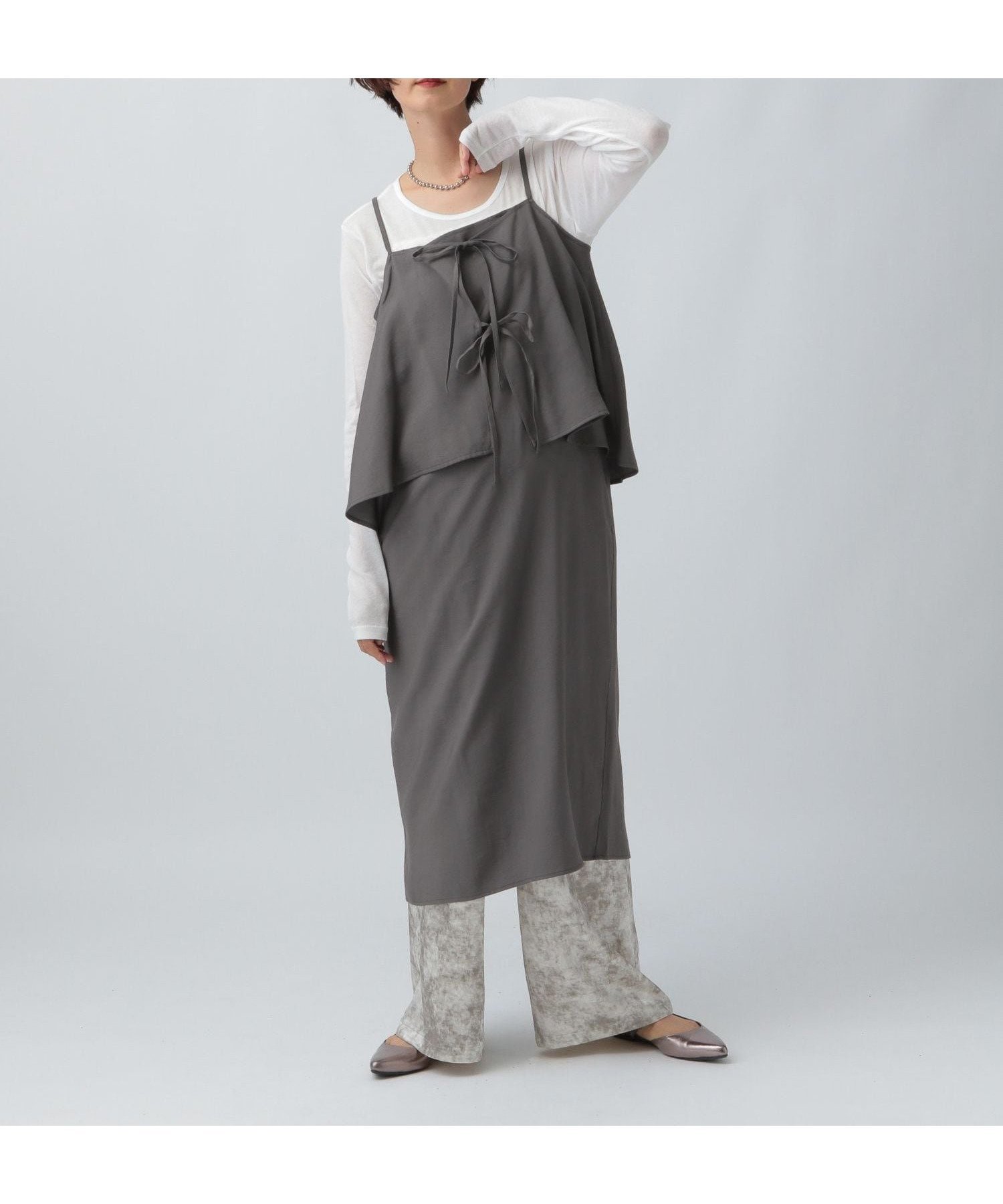 【レプシィム ローリーズファーム/LEPSIM LOWRYS FARM】のレイヤードライクキャミワンピース 人気、トレンドファッション・服の通販 founy(ファニー) 　ファッション　Fashion　レディースファッション　Fashion for Women　ワンピース　Dresses　キャミソールワンピース　Camisole Dresses　おすすめ　Recommended / Our Picks　インナー　Innerwear　キャミワンピース　Cami Dress, Slip Dress　ノースリーブ　Sleeveless, No-Sleeve　フロント　Front, Front Design　リボン　Ribbon, Bow　半袖　Short Sleeve, Half Sleeve　 other-1|ID: prp329100004831598 ipo3291000000035178753