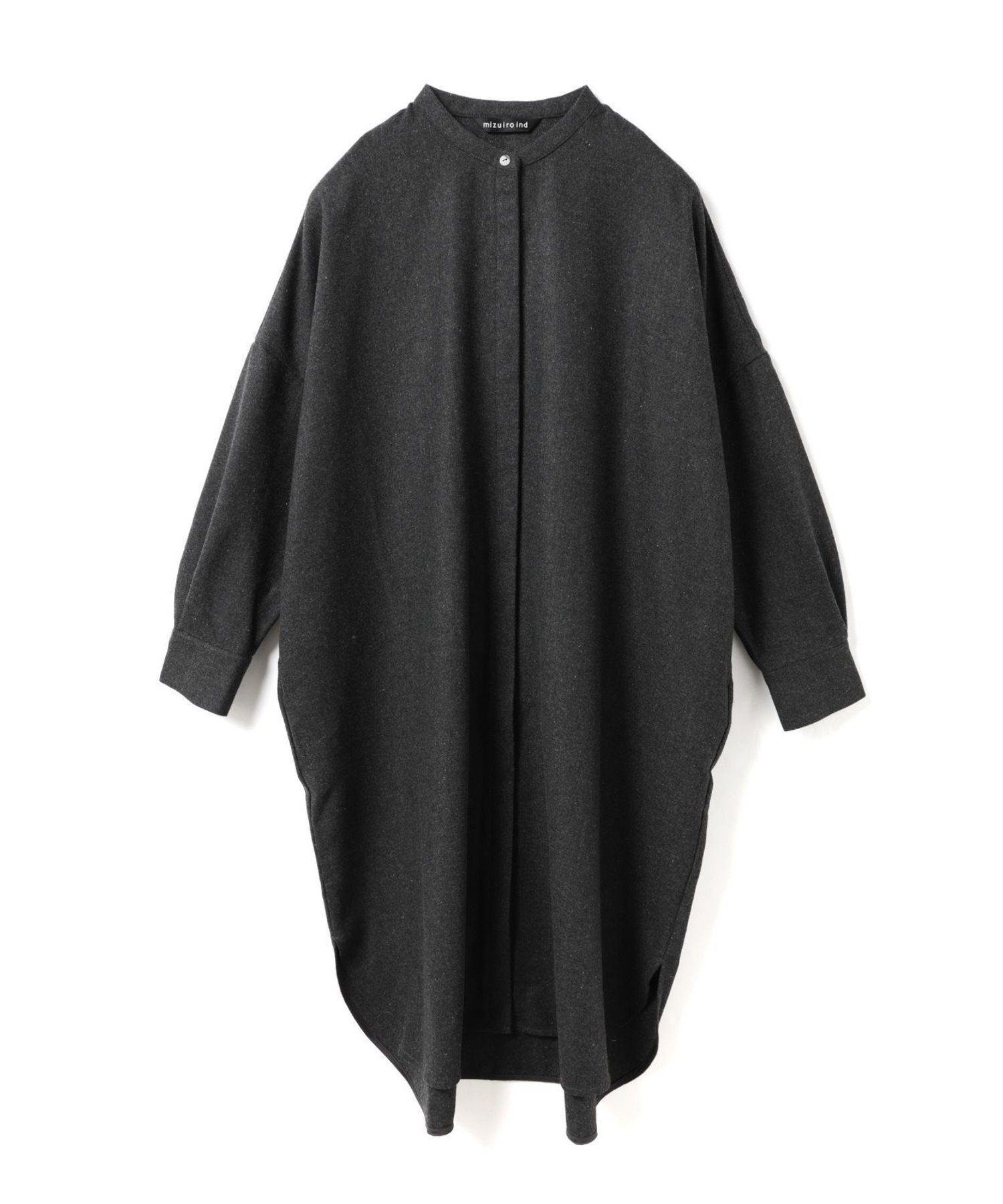 【マーコート/MARcourt】のmizuiro ind ウールブレンドスタンドカラーシャツワンピース インテリア・キッズ・メンズ・レディースファッション・服の通販 founy(ファニー) 　ファッション　Fashion　レディースファッション　Fashion for Women　ワンピース　Dresses　シャツワンピース / 1枚で着映えコーデ　Shirt Dresses　ウォーム　Warm Fabric　スリット　Slit, Slit Detail　セットアップ　Set-Up, Coordinated Outfit　ベーシック　Basic, Essential　ポケット　Pocket, Pocket Detail　無地　Plain, Solid Color　長袖　Long Sleeve, Full Sleeve　チャコールグレー|ID: prp329100004831613 ipo3291000000035178945