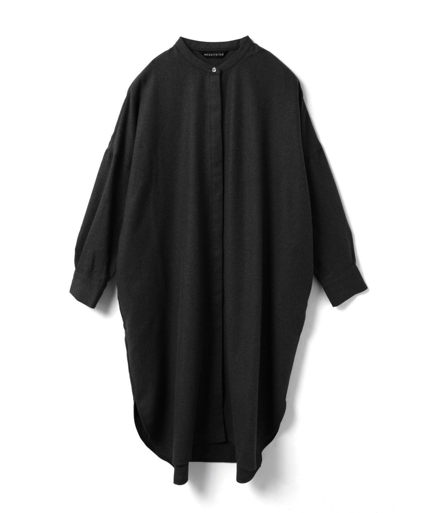 【マーコート/MARcourt】のmizuiro ind ウールブレンドスタンドカラーシャツワンピース インテリア・キッズ・メンズ・レディースファッション・服の通販 founy(ファニー) 　ファッション　Fashion　レディースファッション　Fashion for Women　ワンピース　Dresses　シャツワンピース / 1枚で着映えコーデ　Shirt Dresses　ウォーム　Warm Fabric　スリット　Slit, Slit Detail　セットアップ　Set-Up, Coordinated Outfit　ベーシック　Basic, Essential　ポケット　Pocket, Pocket Detail　無地　Plain, Solid Color　長袖　Long Sleeve, Full Sleeve　ブラック|ID: prp329100004831613 ipo3291000000035178946