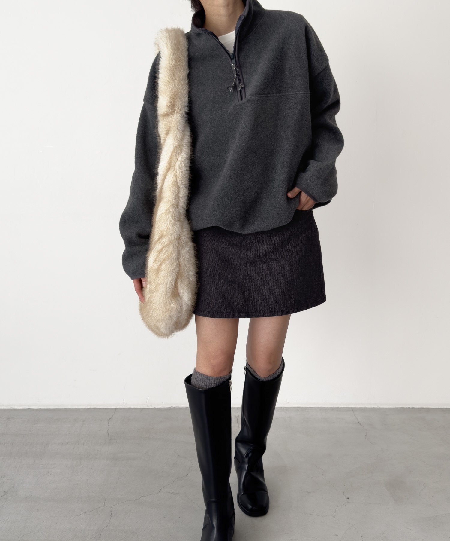 【キャナルジーン/CANAL JEAN】のEl mar フリースジッププルオーバー インテリア・キッズ・メンズ・レディースファッション・服の通販 founy(ファニー) 　ファッション　Fashion　レディースファッション　Fashion for Women　トップス・カットソー　Cut & Sew Tops　カジュアルプルオーバー・ニットトップス　Pullovers & Knit Tops / Casual Pullovers　おすすめ　Recommended / Our Picks　ジップ　Zip, Zipper　トレンド　Trend, Trending Now　ドローコード　Drawcord, Drawstring Cord　チャコールグレー|ID: prp329100004831627 ipo3291000000035179154