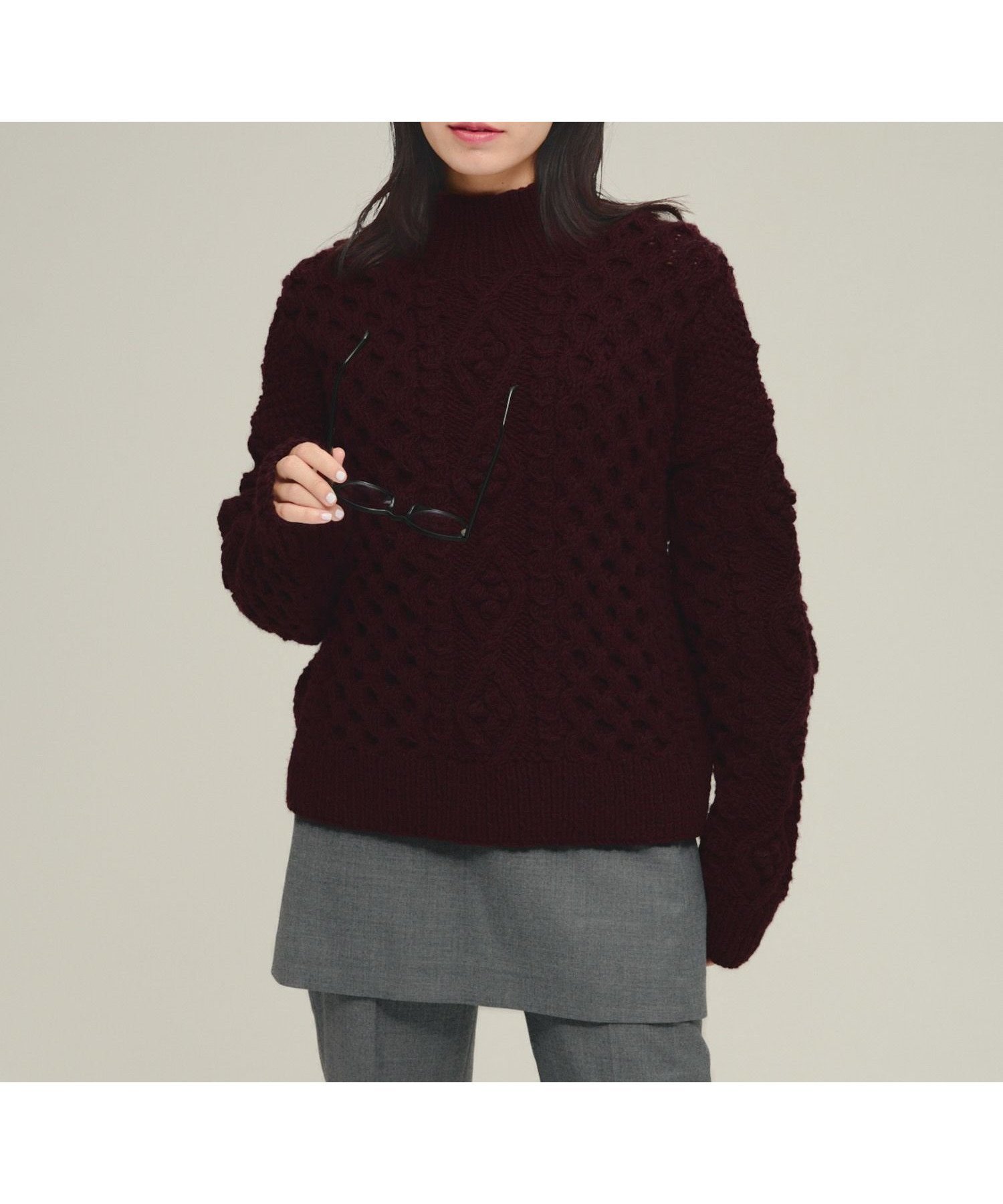 【ジーナシス/JEANASiS】のNepal Hand Knit Pullover インテリア・キッズ・メンズ・レディースファッション・服の通販 founy(ファニー) 　ファッション　Fashion　レディースファッション　Fashion for Women　トップス・カットソー　Cut & Sew Tops　ニット　Knit Tops & Sweaters　カジュアルプルオーバー・ニットトップス　Pullovers & Knit Tops / Casual Pullovers　おすすめ　Recommended / Our Picks　シンプル　Simple, Minimal　スラックス　Slacks, Dress Pants　デニム　Denim, Jeans Material　ハイネック　High Neck, Mock Neck　ハンド　Hand, Handmade　ポンポン　Pom-Pom, Fluffy Ball　冬　Winter / This Winter　バーガンディ|ID: prp329100004831631 ipo3291000000035179186
