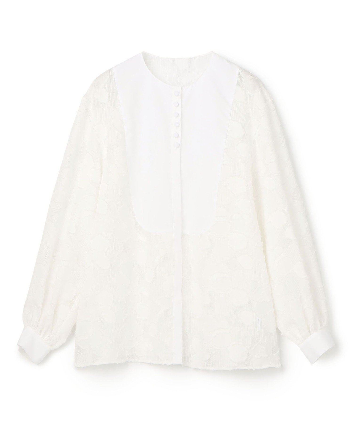 【トゥモローランド/TOMORROWLAND】のレイヤーカットジャカード ボザムコンビブラウス インテリア・キッズ・メンズ・レディースファッション・服の通販 founy(ファニー) 　ファッション　Fashion　レディースファッション　Fashion for Women　トップス・カットソー　Cut & Sew Tops　シャツ・ブラウス・オフィスカジュアル　Elegant Blouses & Button-Ups　インナー　Innerwear　コンビ　Combo, Combination Style　ジャカード／ジャガード　Jacquard, Woven Pattern　マニッシュ　Mannish, Boyish　モチーフ　Motif, Design Theme　ラウンド　Round, Round Neck　無地　Plain, Solid Color　11 ホワイト|ID: prp329100004831640 ipo3291000000035179389