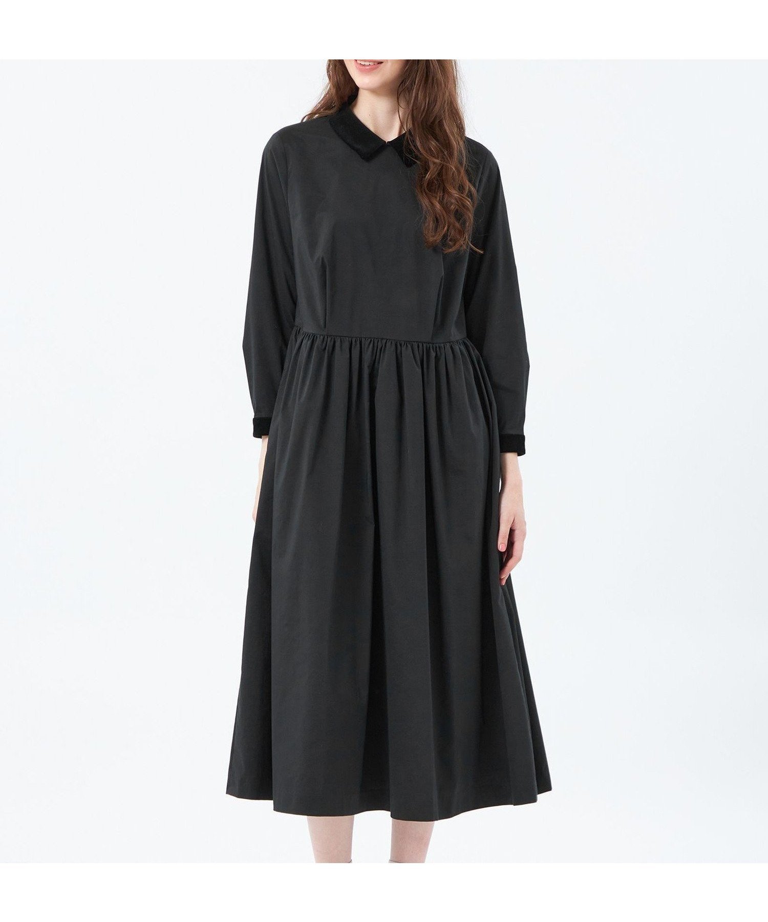 【マッキントッシュ フィロソフィー/MACKINTOSH PHILOSOPHY】のベロアカラーワンピース インテリア・キッズ・メンズ・レディースファッション・服の通販 founy(ファニー) 　ファッション　Fashion　レディースファッション　Fashion for Women　ワンピース　Dresses　おすすめ　Recommended / Our Picks　カフス　Cuff Design　コンパクト　Compact, Small Size　ストレッチ　Stretch, Stretchy Fabric　セレモニー　Ceremony　ブライト　Bright, Shiny　ベロア　Velour, Soft Velvet　エレガント 上品　Elegant　冬　Winter / This Winter　年末年始　Year-end and New Year Holidays　春　Spring　秋　Autumn　ブラック|ID: prp329100004831654 ipo3291000000035179493