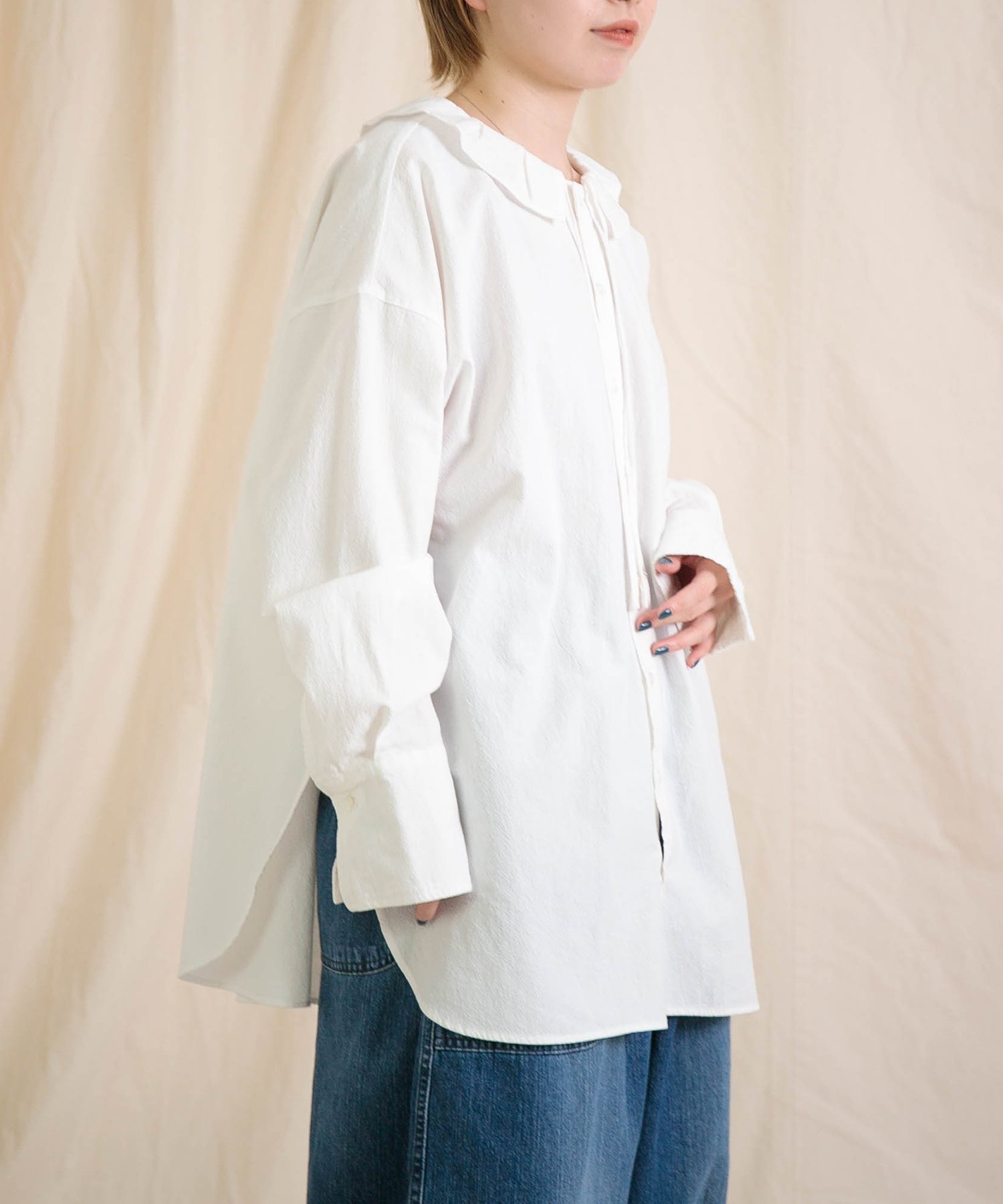 【ドミンゴ/DOMINGO】のバードクローシーチング コルレットシャツ インテリア・キッズ・メンズ・レディースファッション・服の通販 founy(ファニー) 　ファッション　Fashion　レディースファッション　Fashion for Women　トップス・カットソー　Cut & Sew Tops　シャツ・ブラウス・オフィスカジュアル　Elegant Blouses & Button-Ups　ヴィンテージ　Vintage Style　カフス　Cuff Design　キャンバス　Canvas, Canvas Fabric　スリット　Slit, Slit Detail　バランス　Balance, Style Balance　フリル　Frill, Ruffle　プリーツ　Pleats, Pleated　ポケット　Pocket, Pocket Detail　ラウンド　Round, Round Neck　ロング　Long, Long-Length　ホワイト|ID: prp329100004831661 ipo3291000000035179566