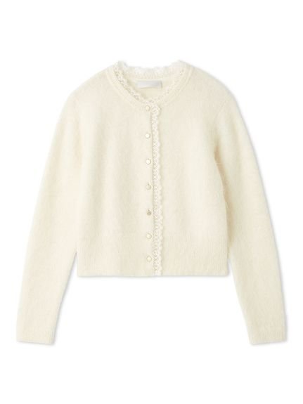 【セルフォード/CELFORD】のレーストリミングニットカーディガン インテリア・キッズ・メンズ・レディースファッション・服の通販 founy(ファニー) 　ファッション　Fashion　レディースファッション　Fashion for Women　トップス・カットソー　Cut & Sew Tops　ニット　Knit Tops & Sweaters　カーディガン・羽織り　Layered Style Cardigans　おすすめ　Recommended / Our Picks　カーディガン　Cardigan, Knitwear　スマート　Smart, Elegant　ダウン　Down, Puffer　トリミング　Trimming, Decorative Edge　バランス　Balance, Style Balance　フロント　Front, Front Design　メタル　Metal, Metal Parts　レース　Lace, Lace Fabric　エレガント 上品　Elegant　IVR[003]|ID: prp329100004831667 ipo3291000000035179631