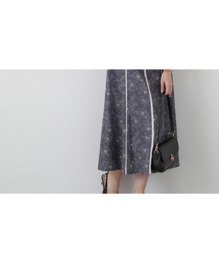 【プロポーション ボディドレッシング/PROPORTION BODY DRESSING】の配色ライン花柄ワンピース インテリア・キッズ・メンズ・レディースファッション・服の通販 founy(ファニー) https://founy.com/ ファッション Fashion レディースファッション Fashion for Women ワンピース Dresses フィット Fit, Slim Fit フラワー Flower, Floral フレア Flare, Flared エレガント 上品 Elegant |ID: prp329100004831680 ipo3291000000035179787